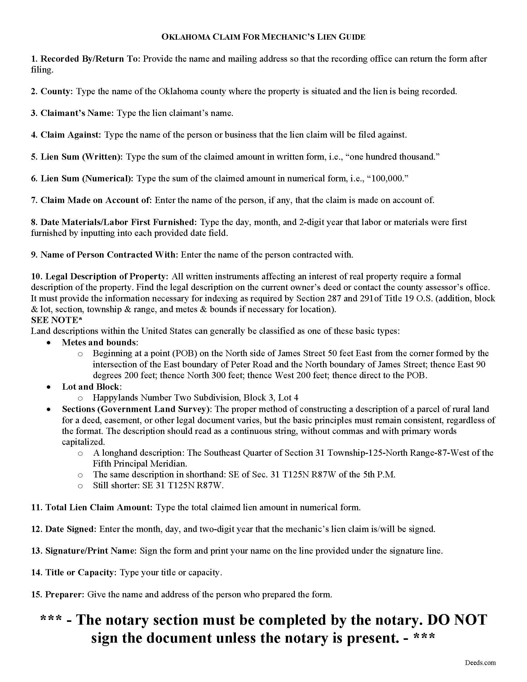 Choctaw County Claim of Mechanics Lien Guide