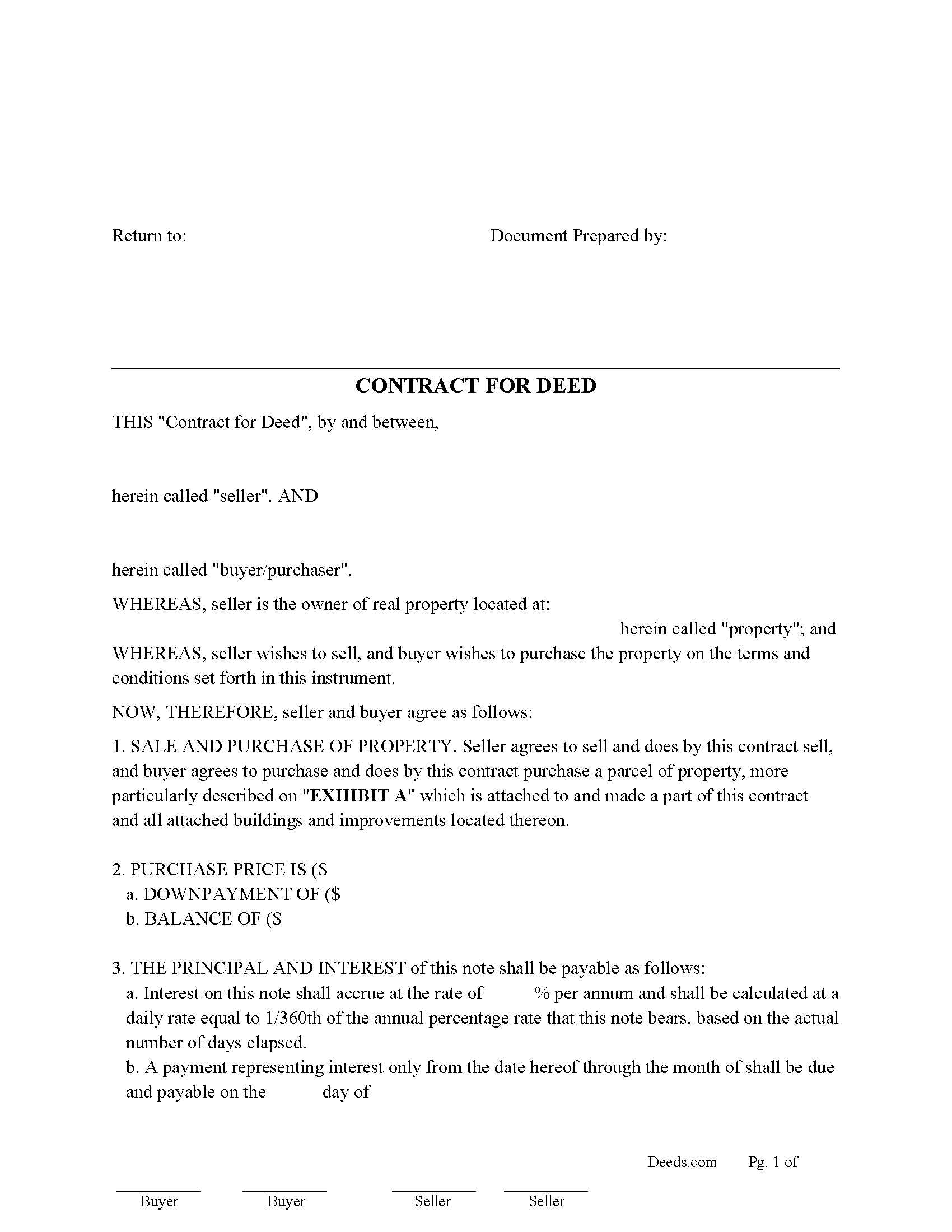 Mayes County Contract for Deed Form