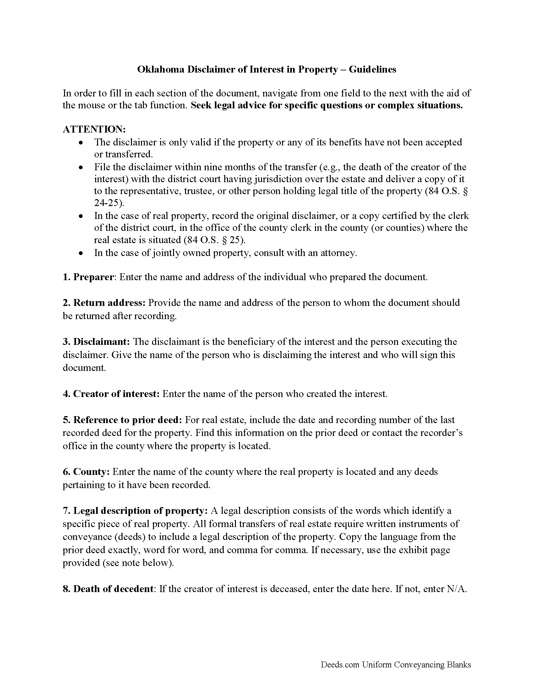 Mayes County Disclaimer of Interest Guide