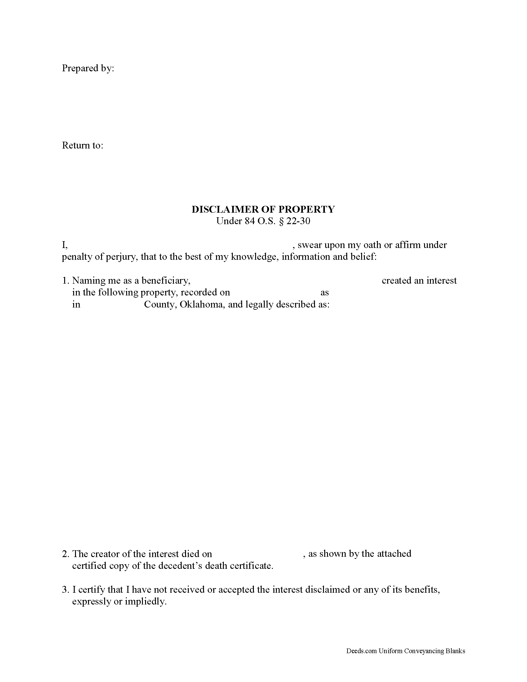 Mayes County Disclaimer of Interest Form