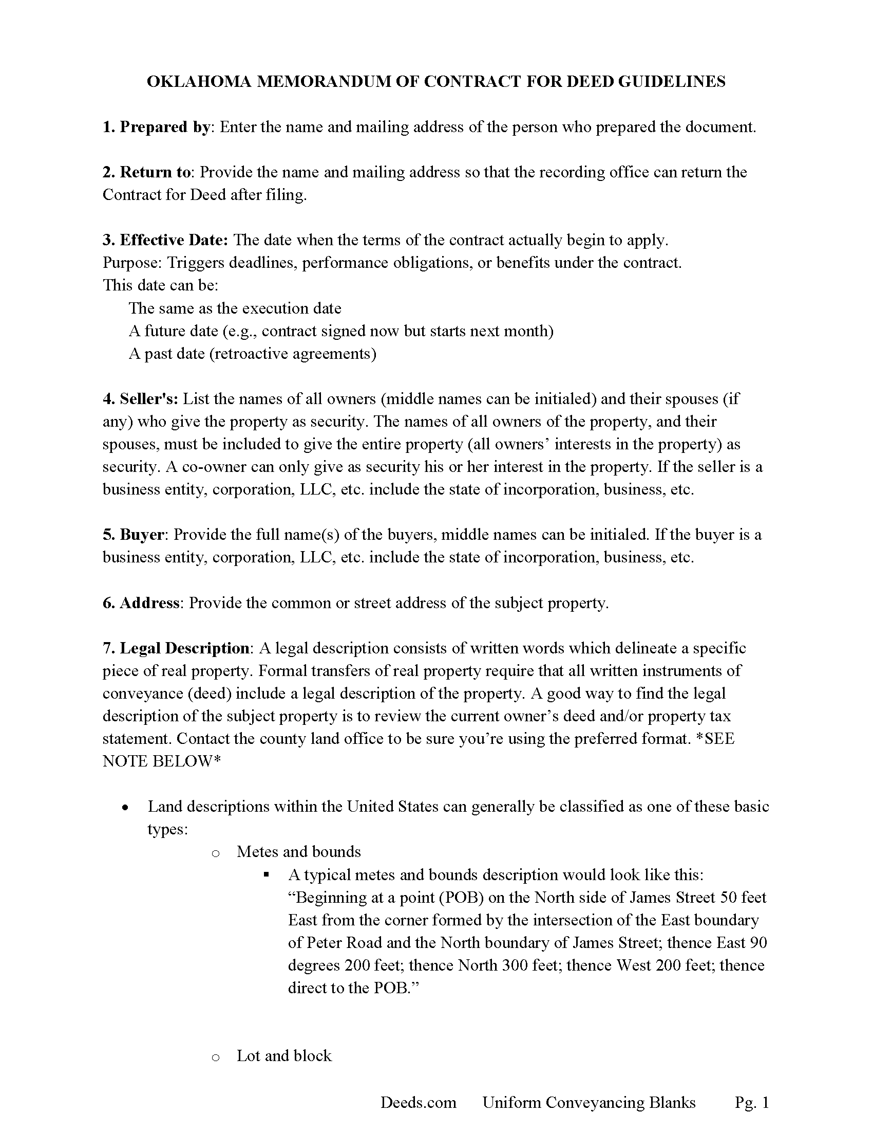 Hughes County Memorandum of Contract for Deed Guide