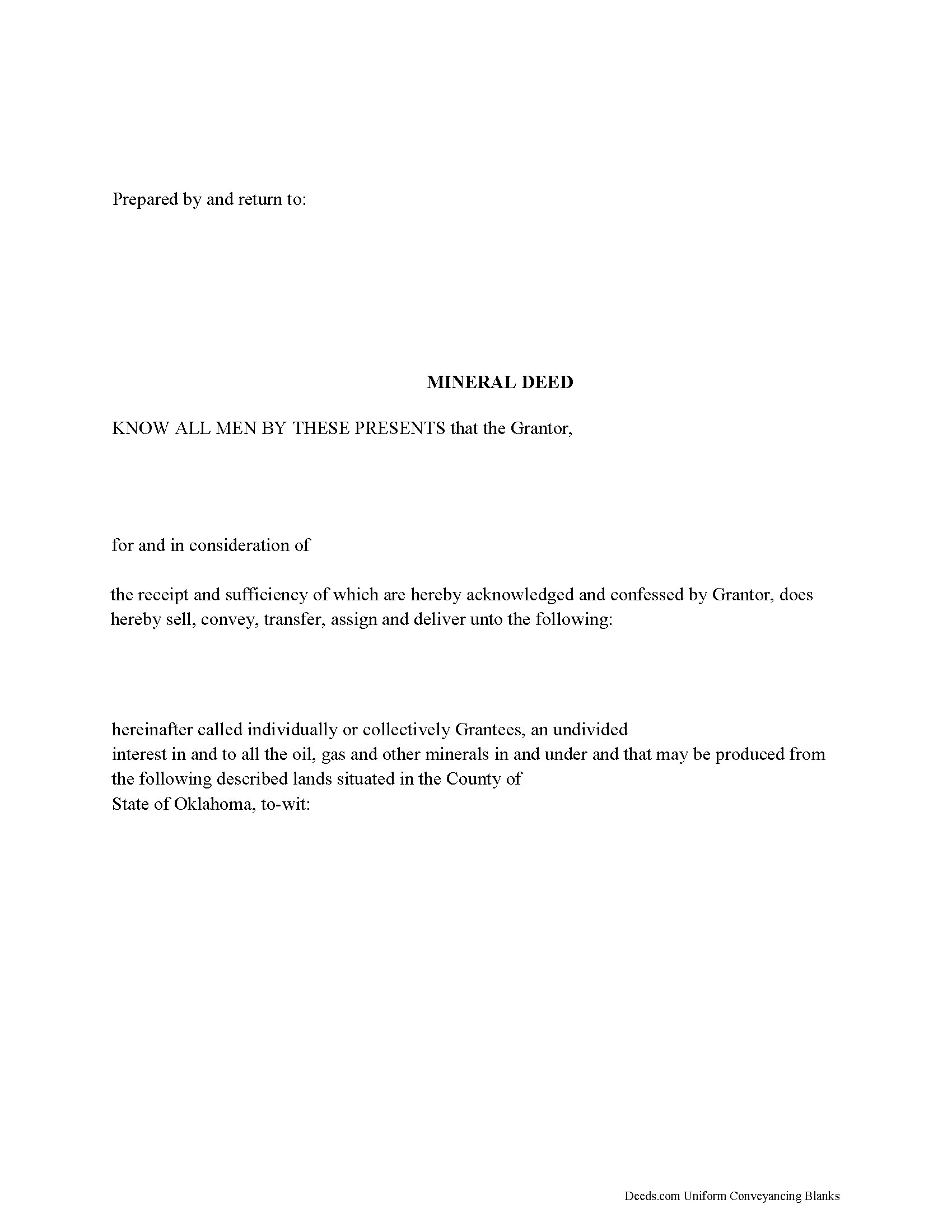 Mineral Deed Form