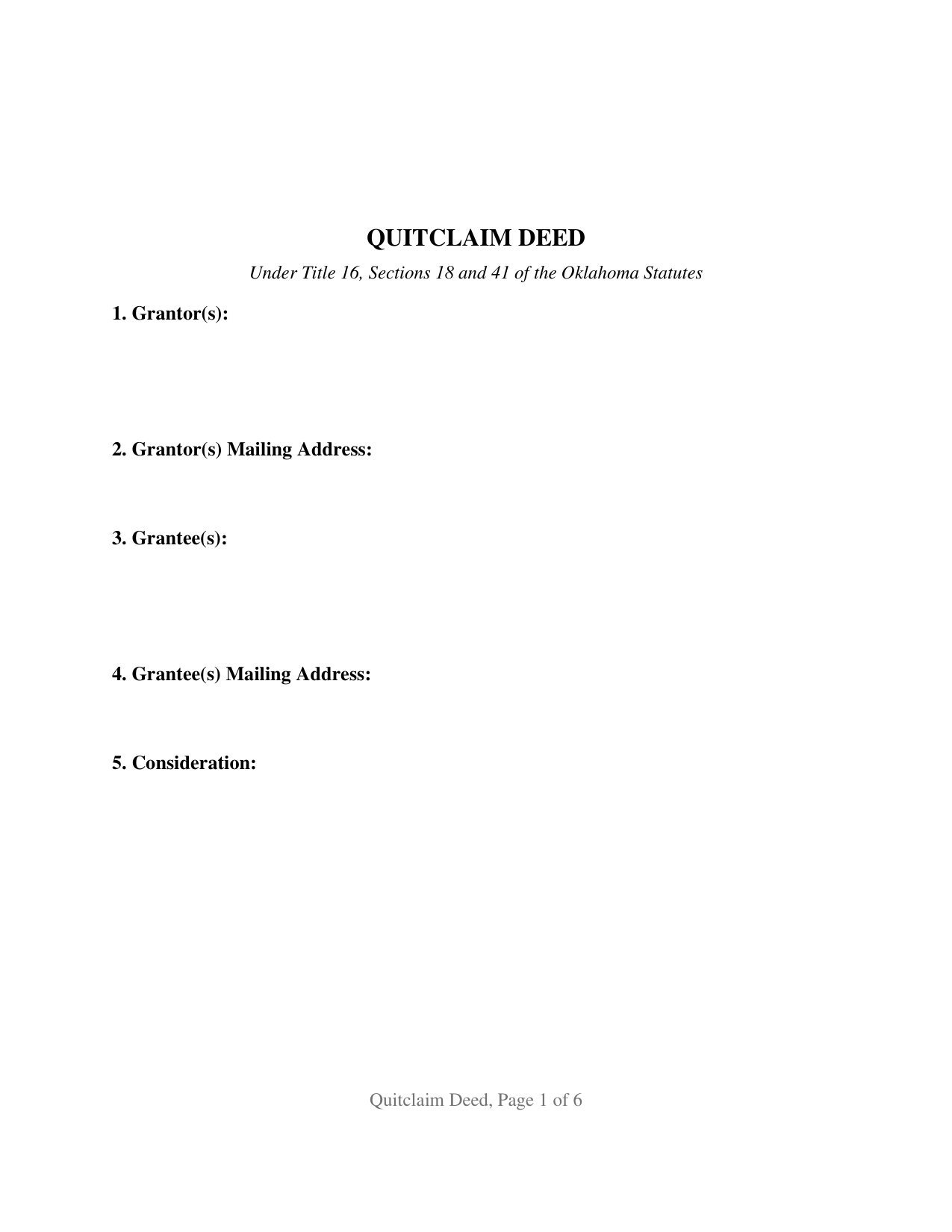 Lincoln County Quitclaim Deed Form