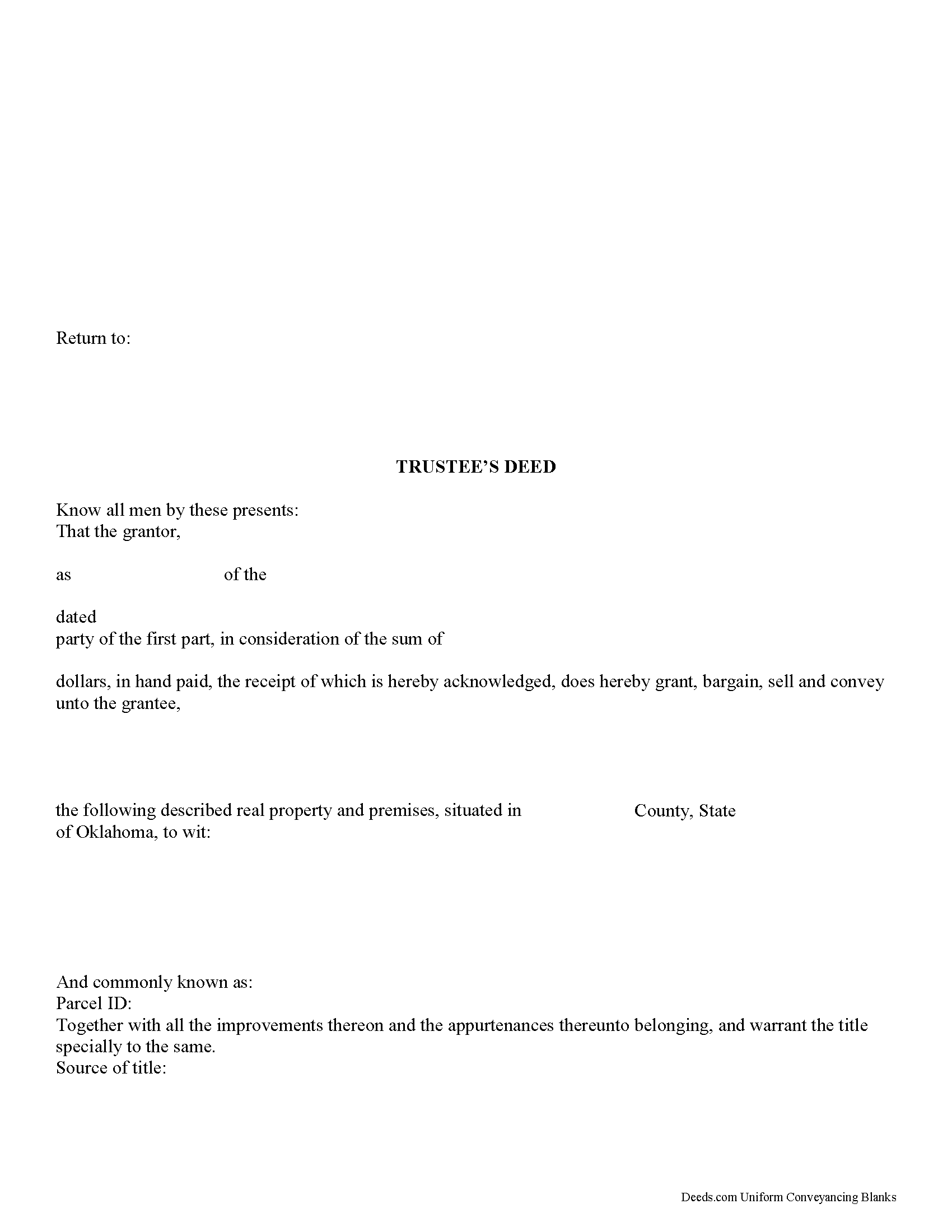 Choctaw County Trustee Deed Form