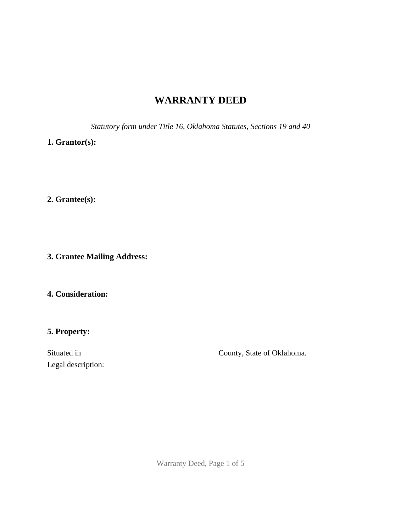 Lincoln County Warranty Deed Form