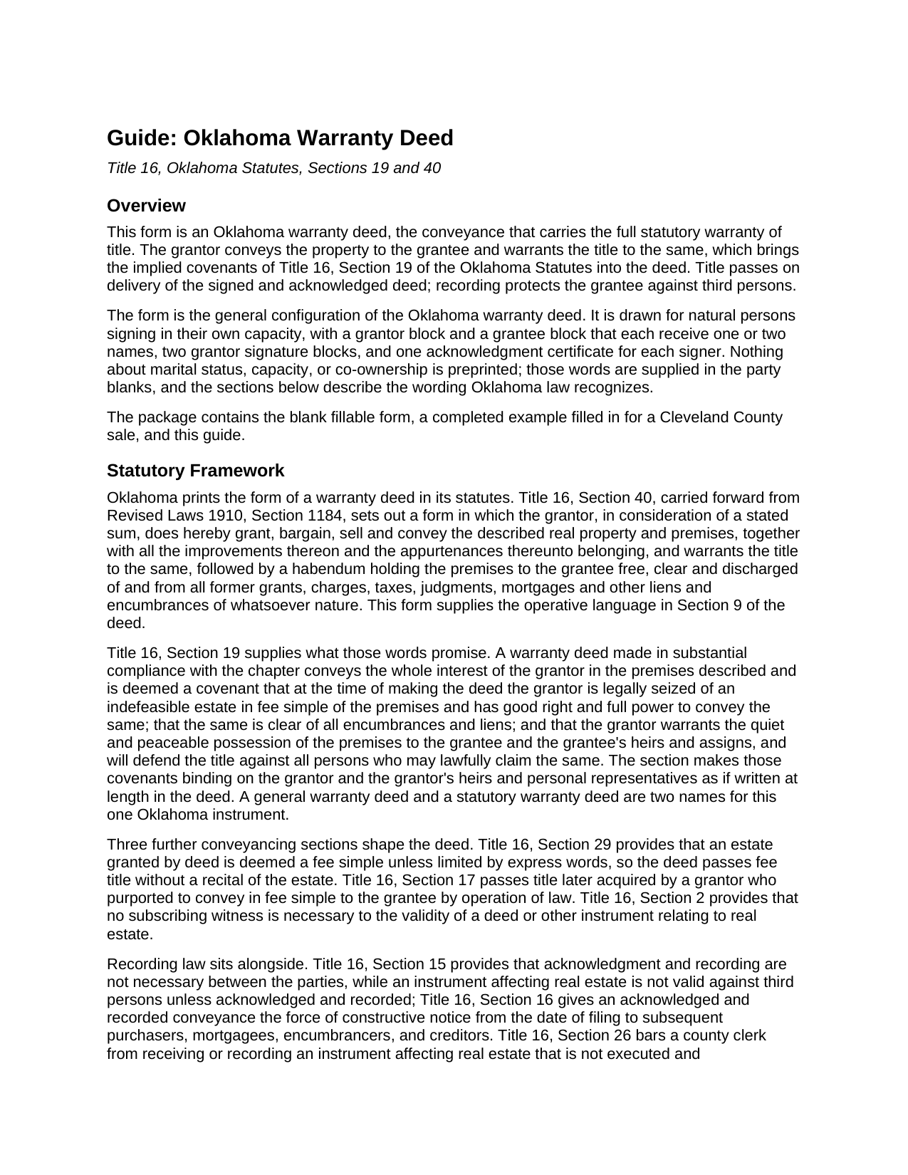Lincoln County Warranty Deed Guide