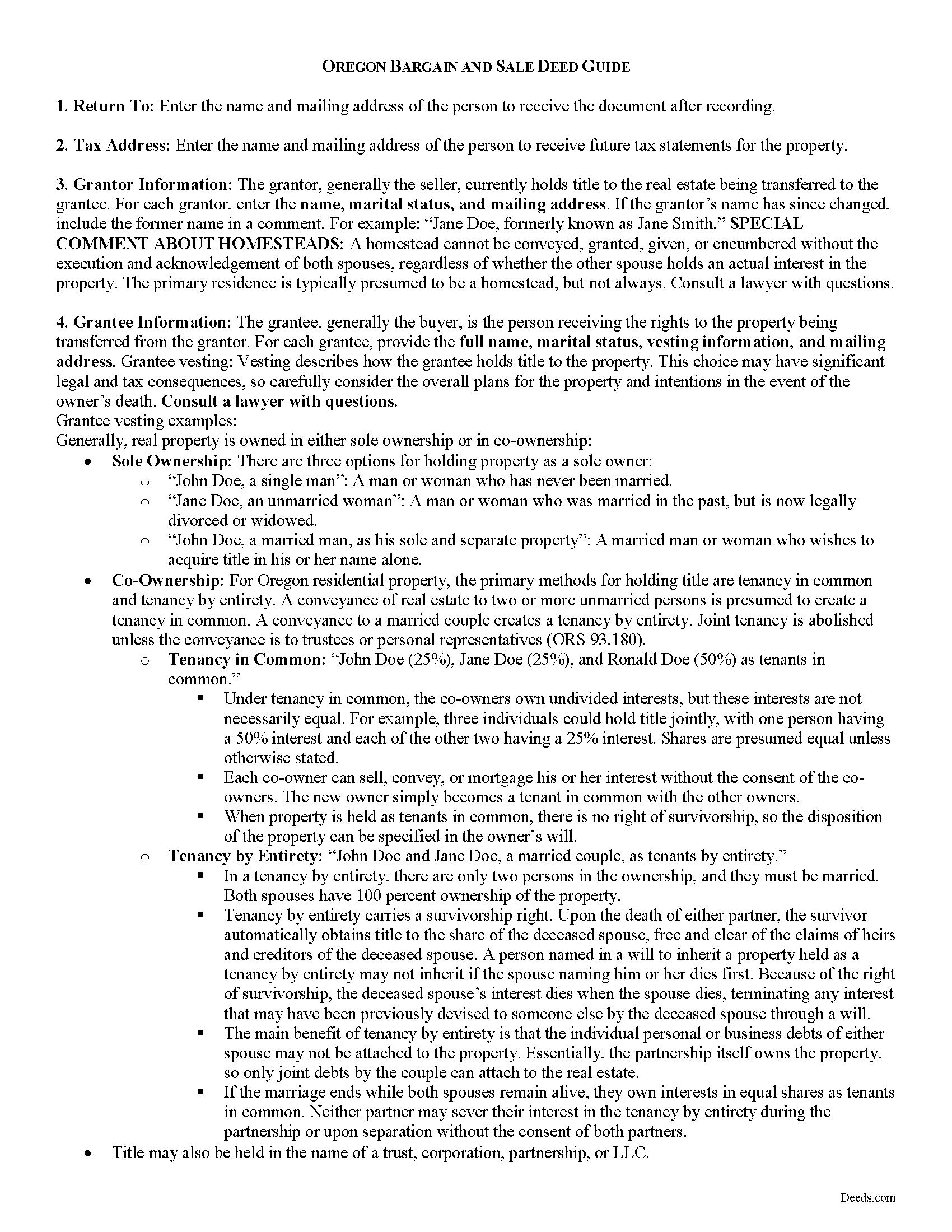 Josephine County Bargain and Sale Deed Guide