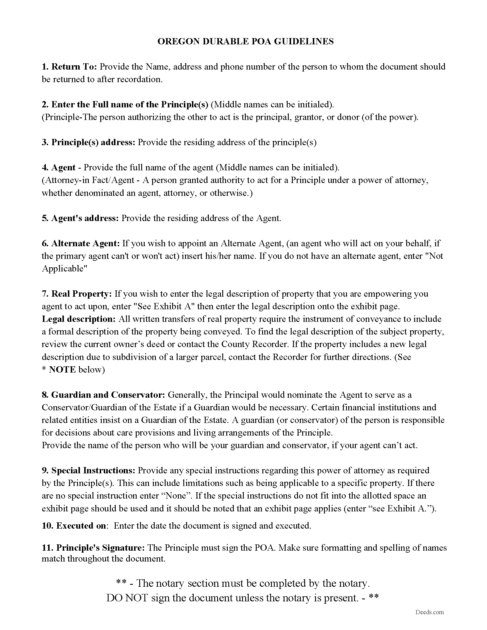 Baker County Durable Power of Attorney Guidelines