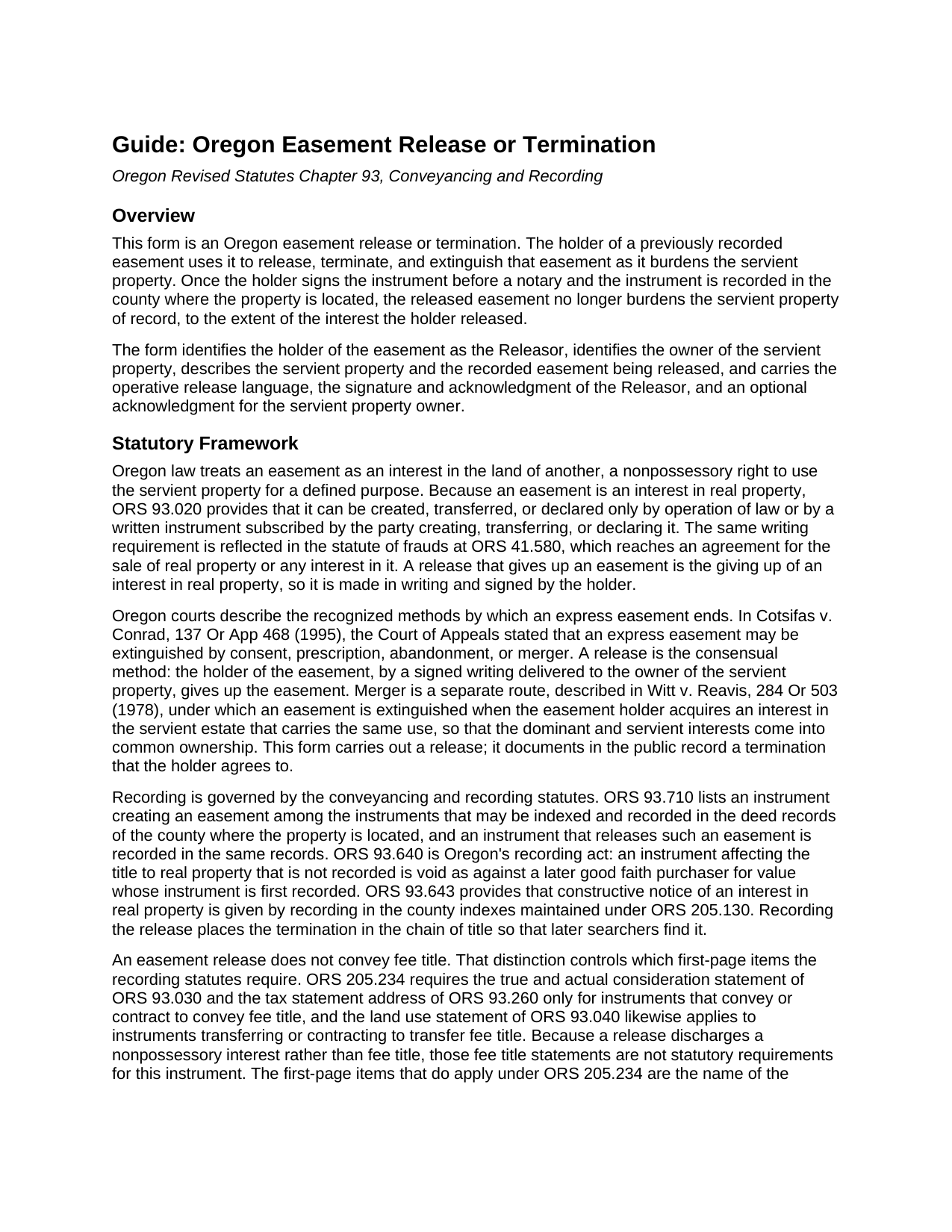 Columbia County Easement Release or Termination Guide