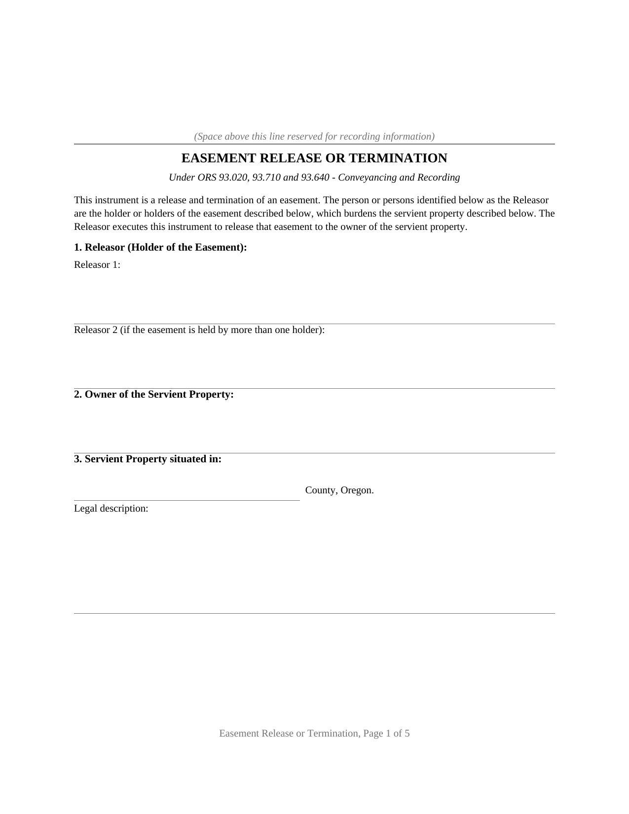 Lake County Easement Release or Termination Form