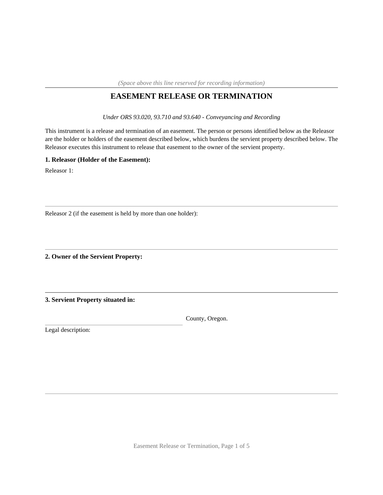 Jefferson County Easement Release or Termination Form