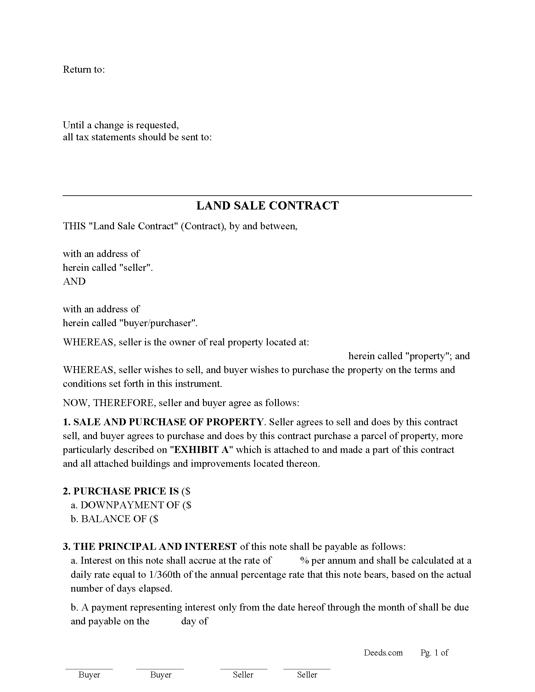 Morrow County Land Sales Contract Form