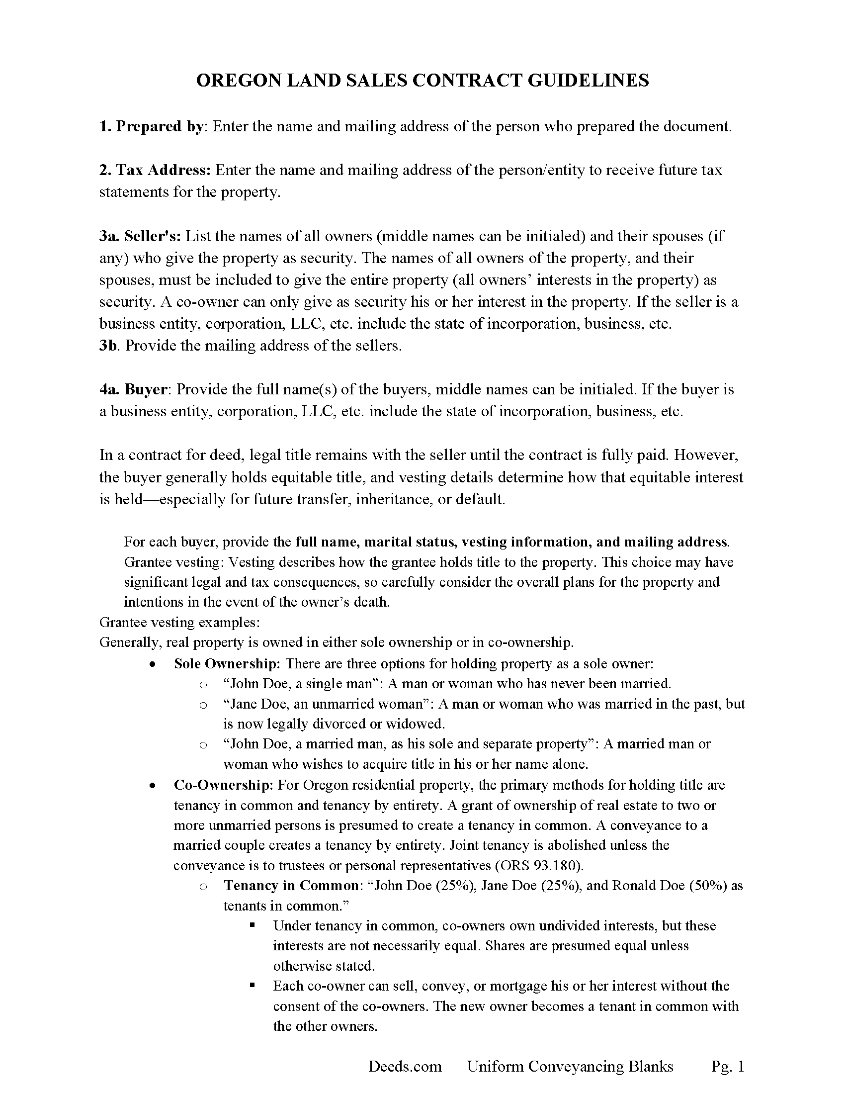 Morrow County Land Sales Contract Guide