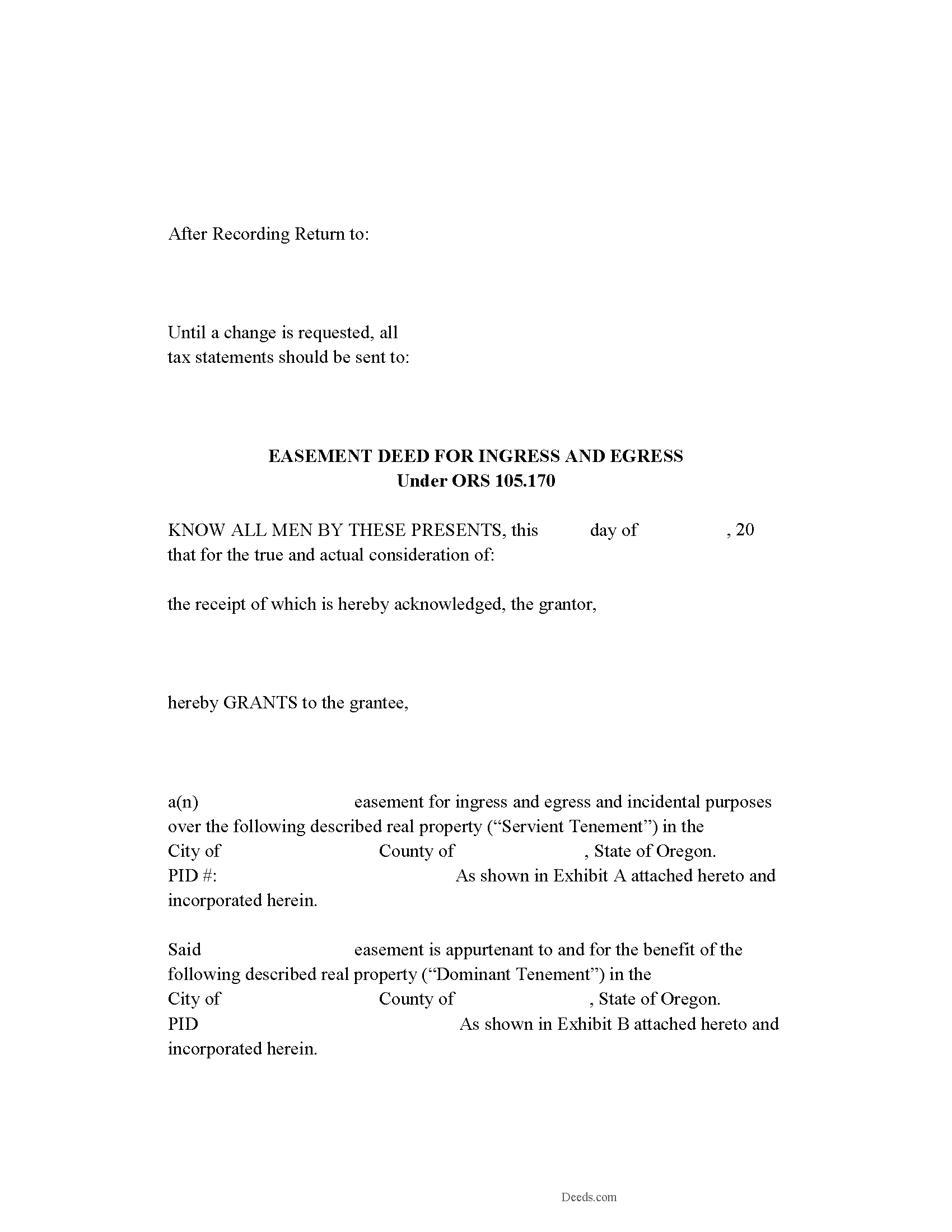 Oregon Easement Deed Image