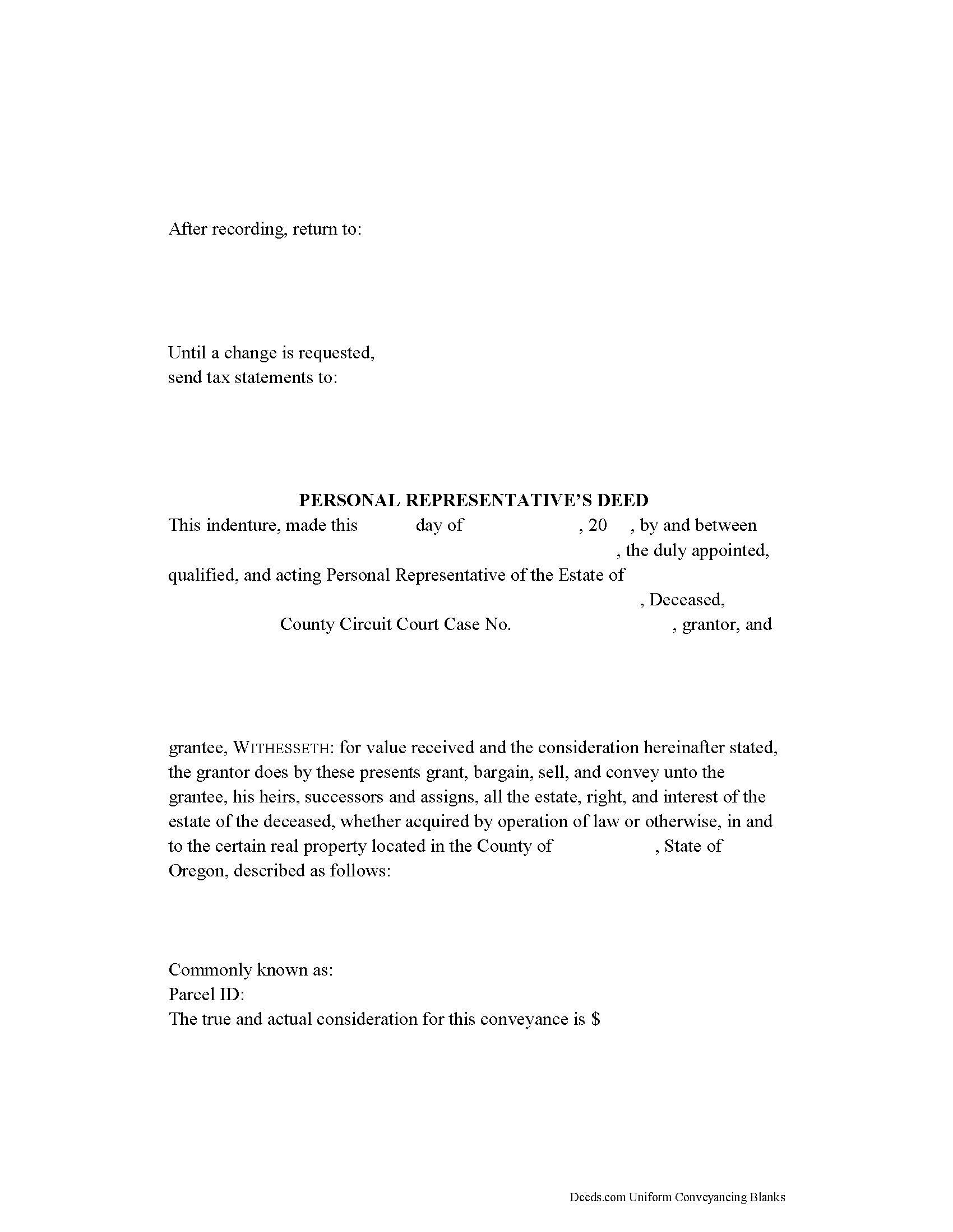 Linn County Personal Representative Deed Form