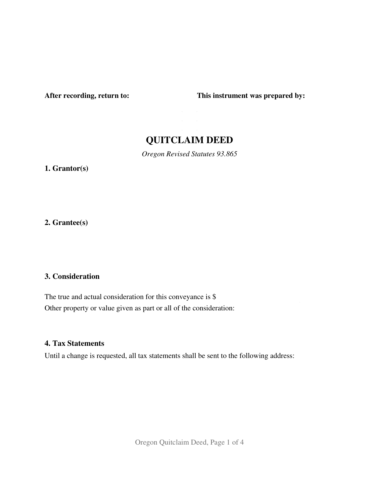 Malheur County Quitclaim Deed Form