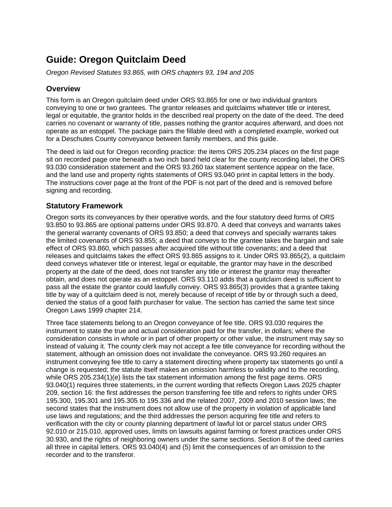 Lincoln County Quitclaim Deed Guide