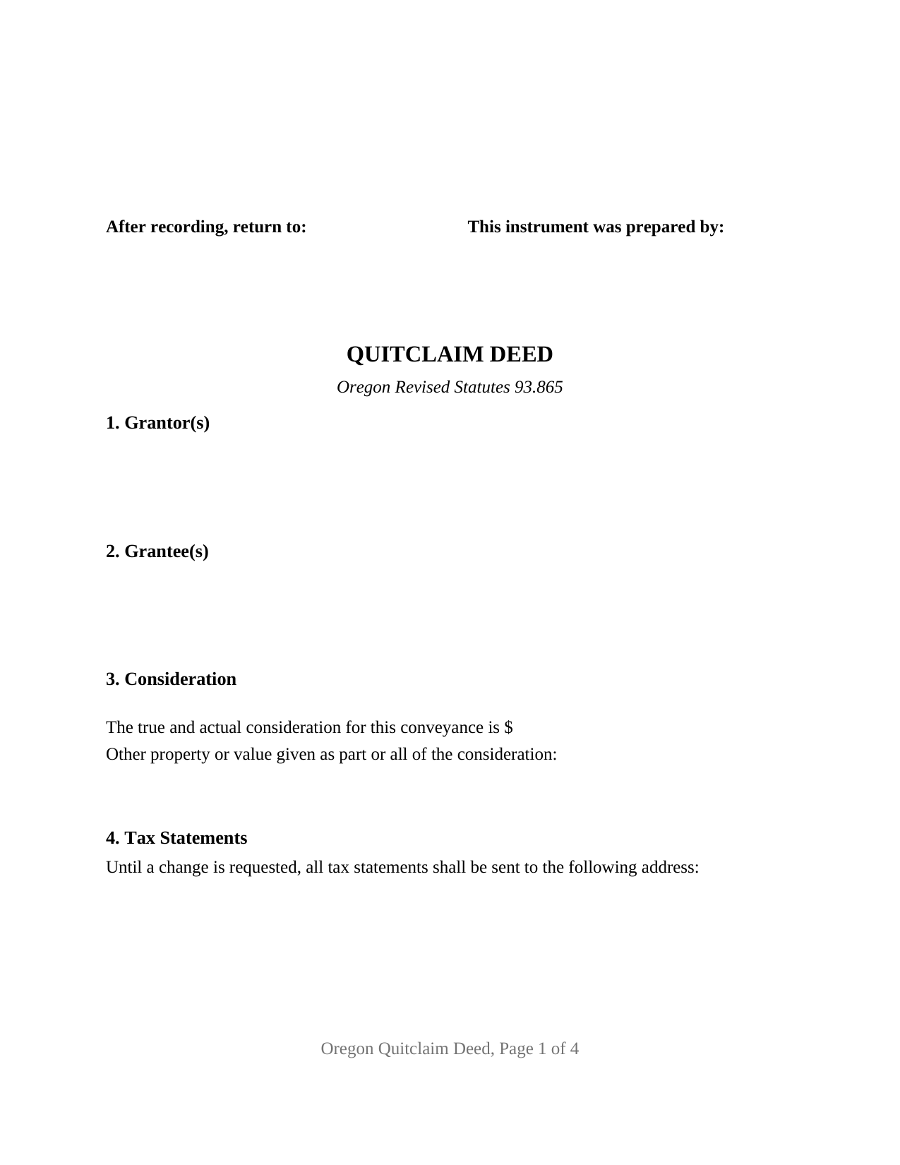 Lincoln County Quitclaim Deed Form