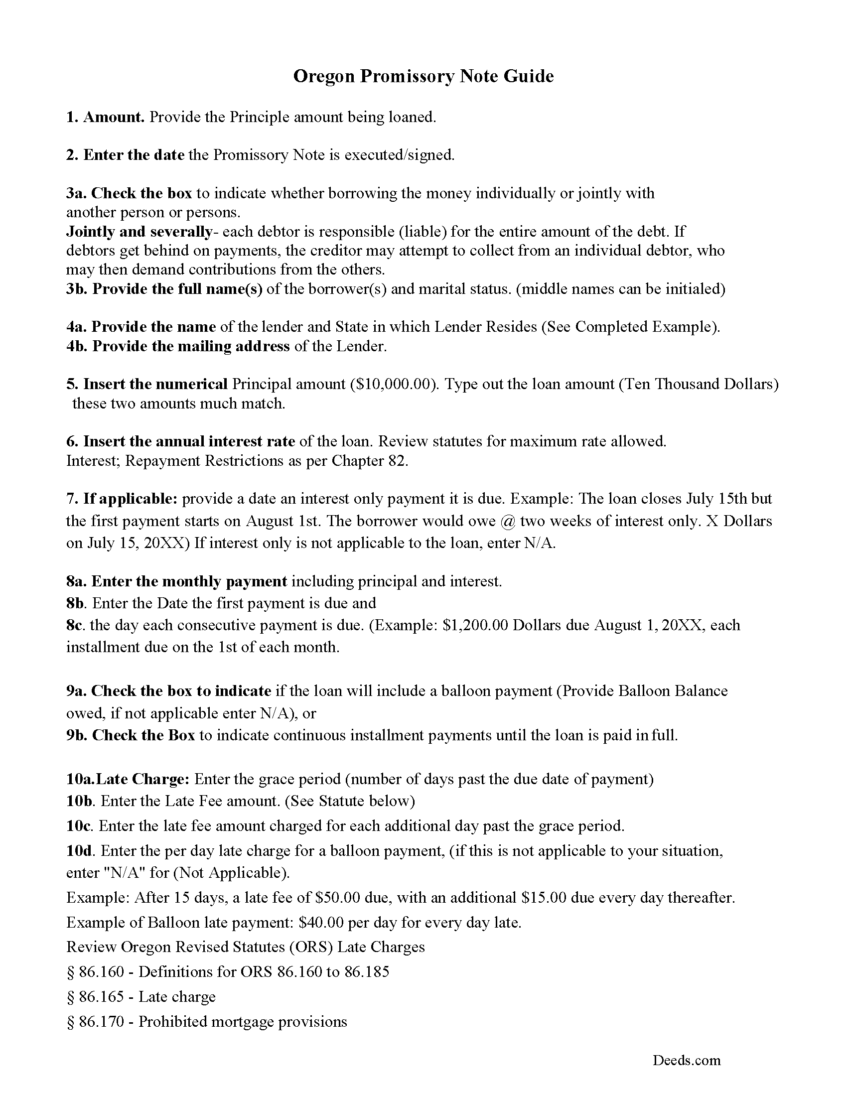 Promissory Note Guidelines