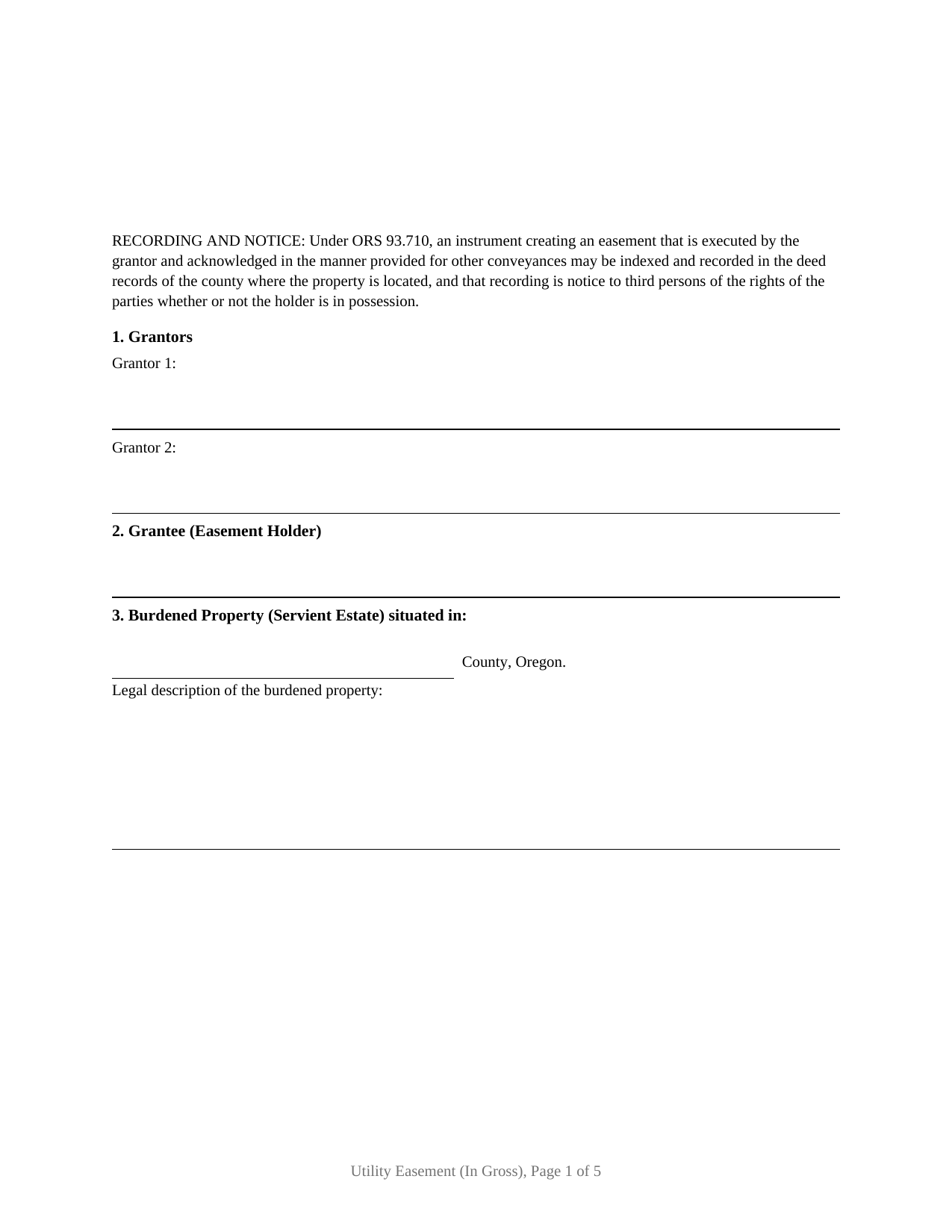 Lake County Utility Easement (In Gross) Form