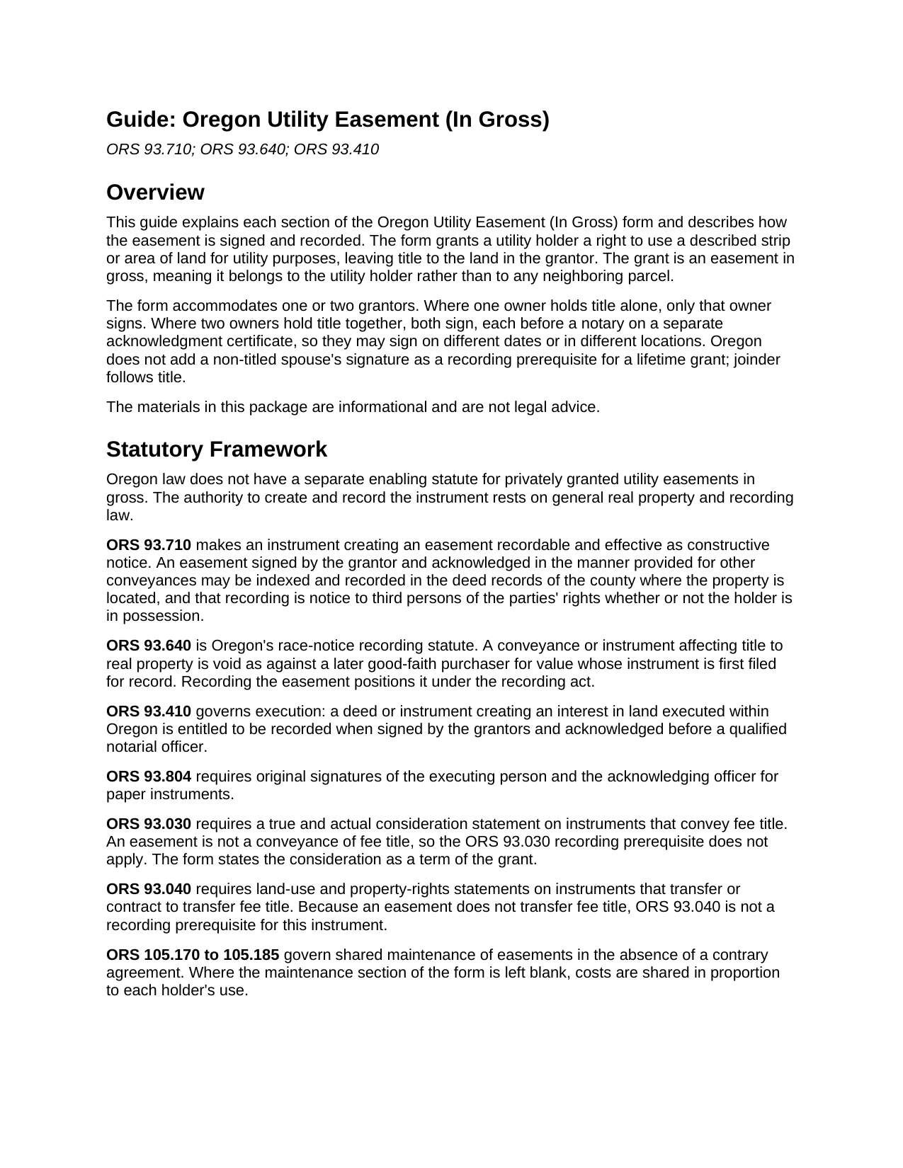 Lake County Utility Easement (In Gross) Guide