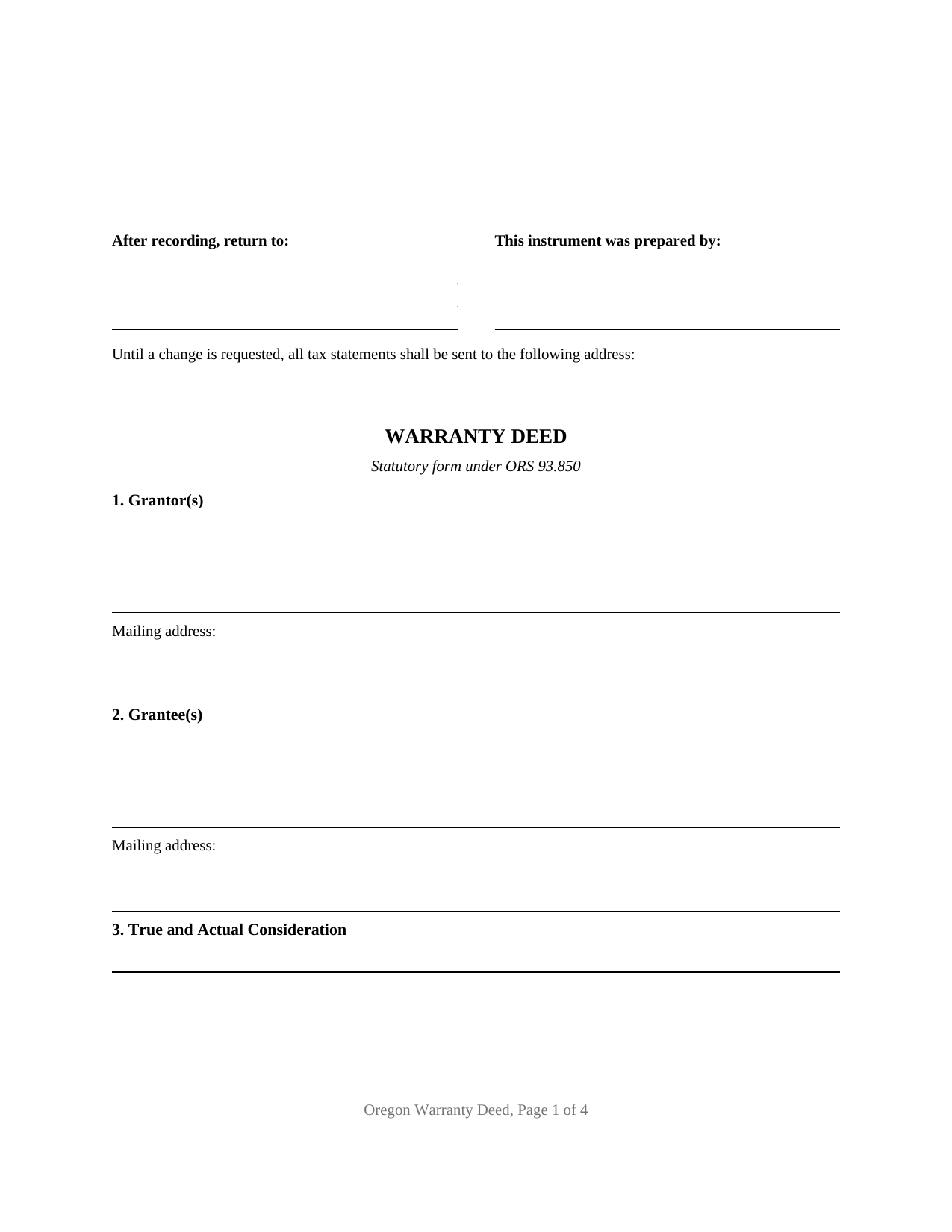 Harney County Warranty Deed Form