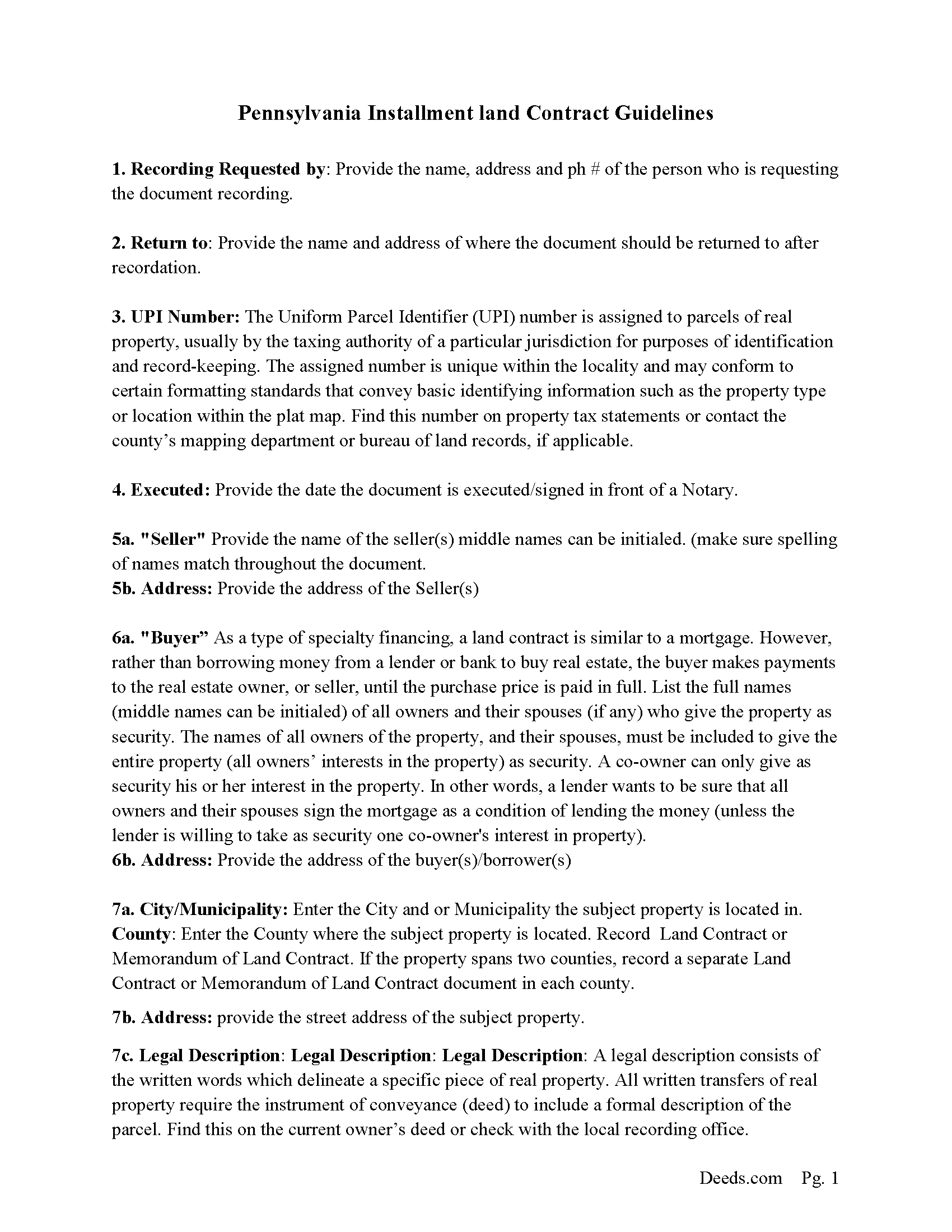 Bucks County Installment Land Contract Guide