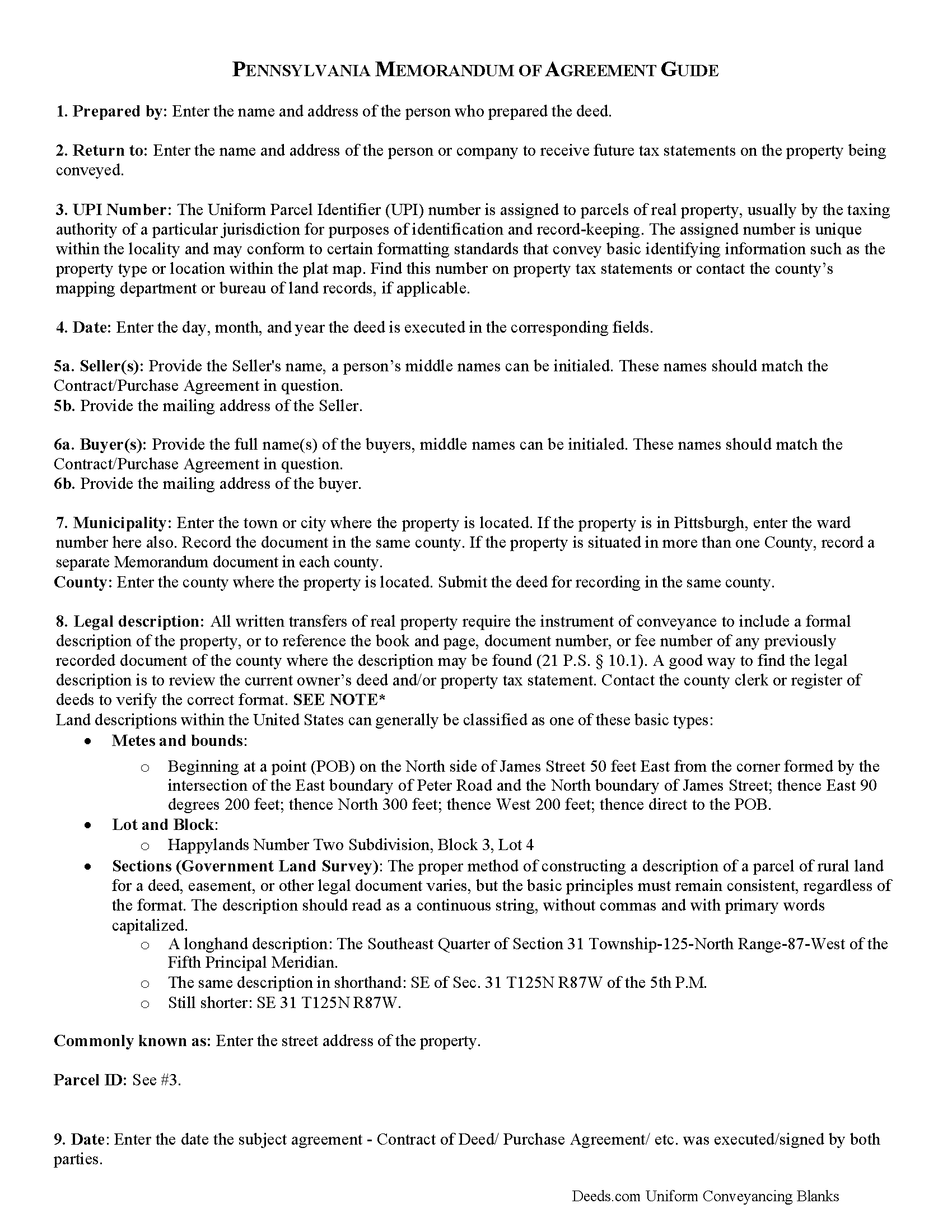 Memorandum and Notice of Agreement Guide