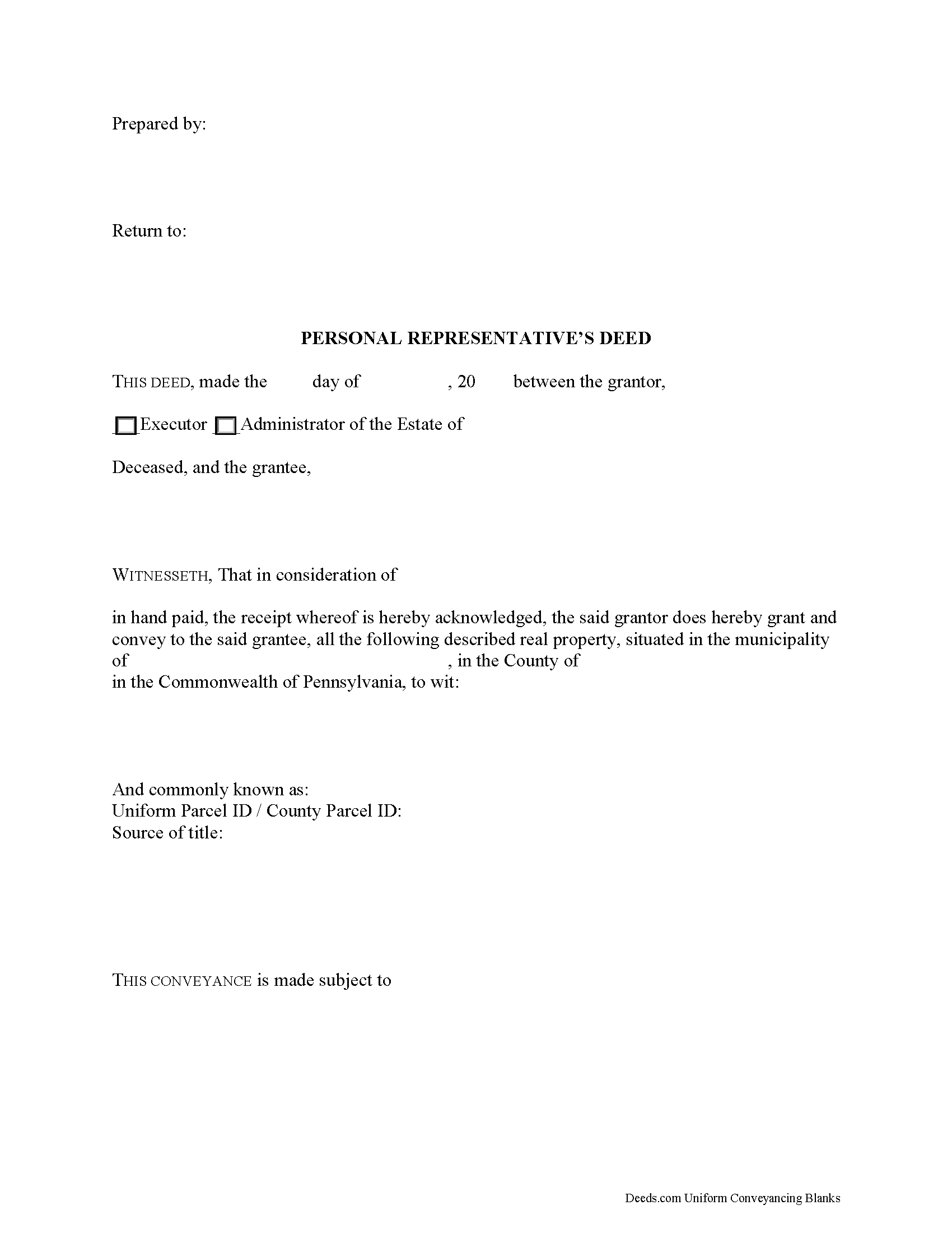 Personal Representative Deed