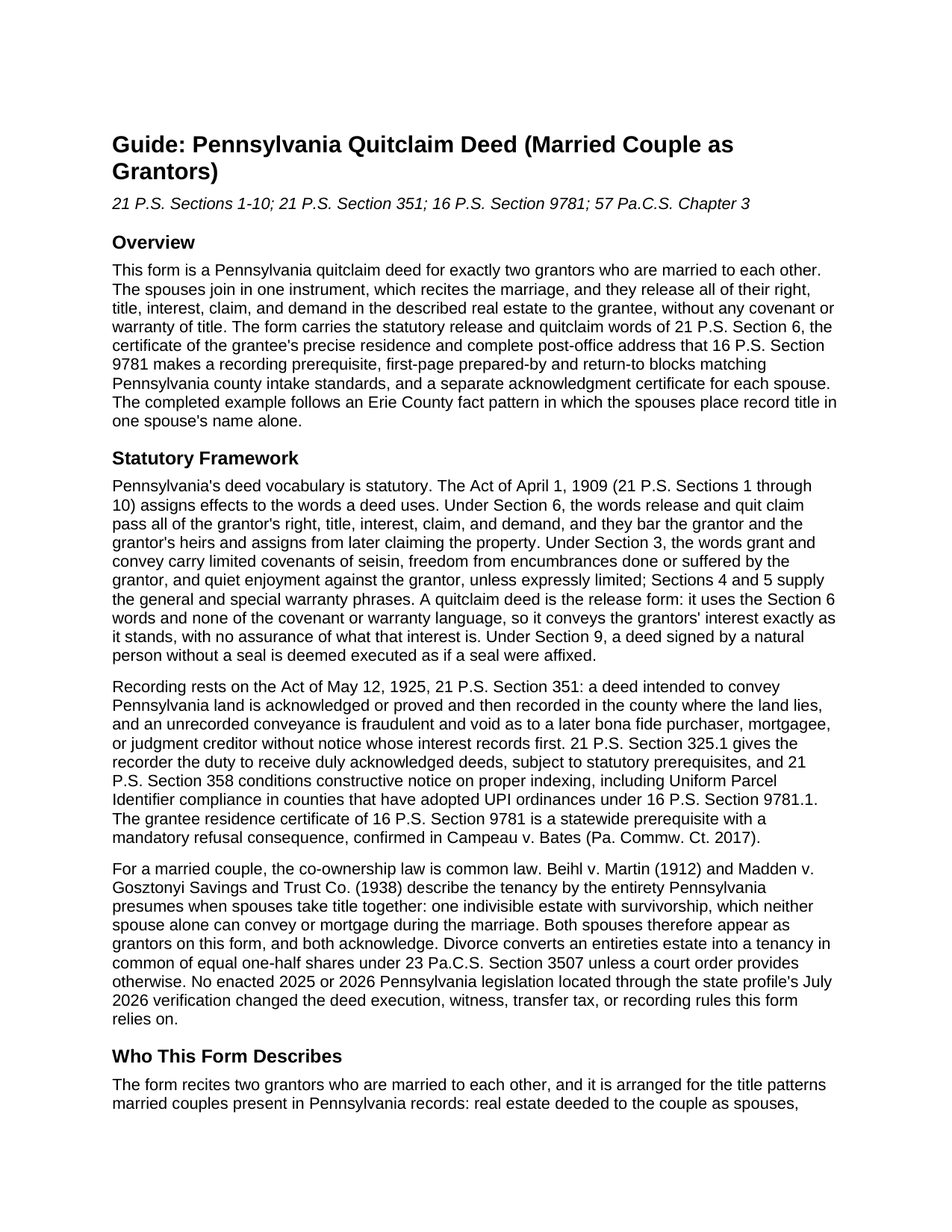 Mercer County Quitclaim Deed (Married Couple as Grantors) Guide