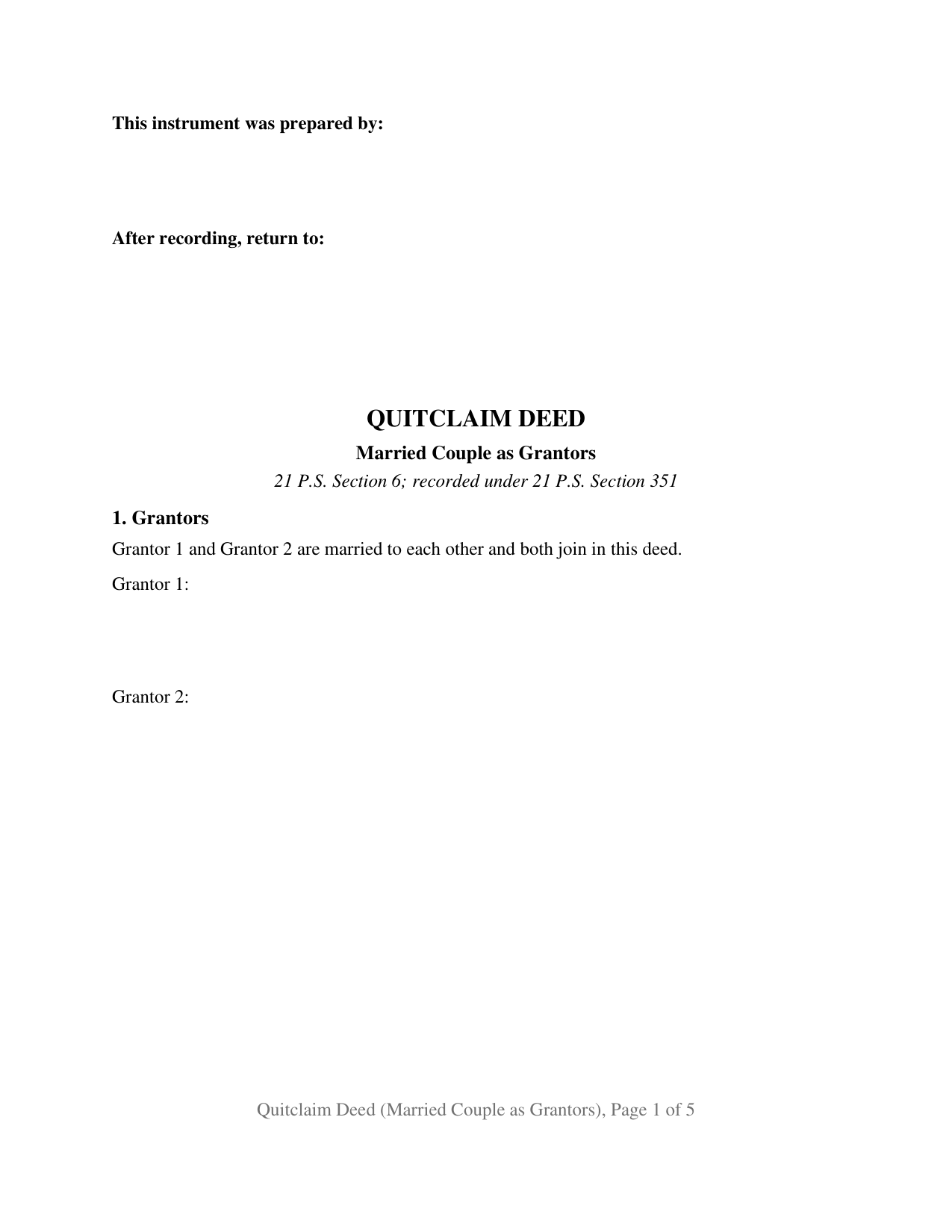 Mercer County Quitclaim Deed (Married Couple as Grantors) Form