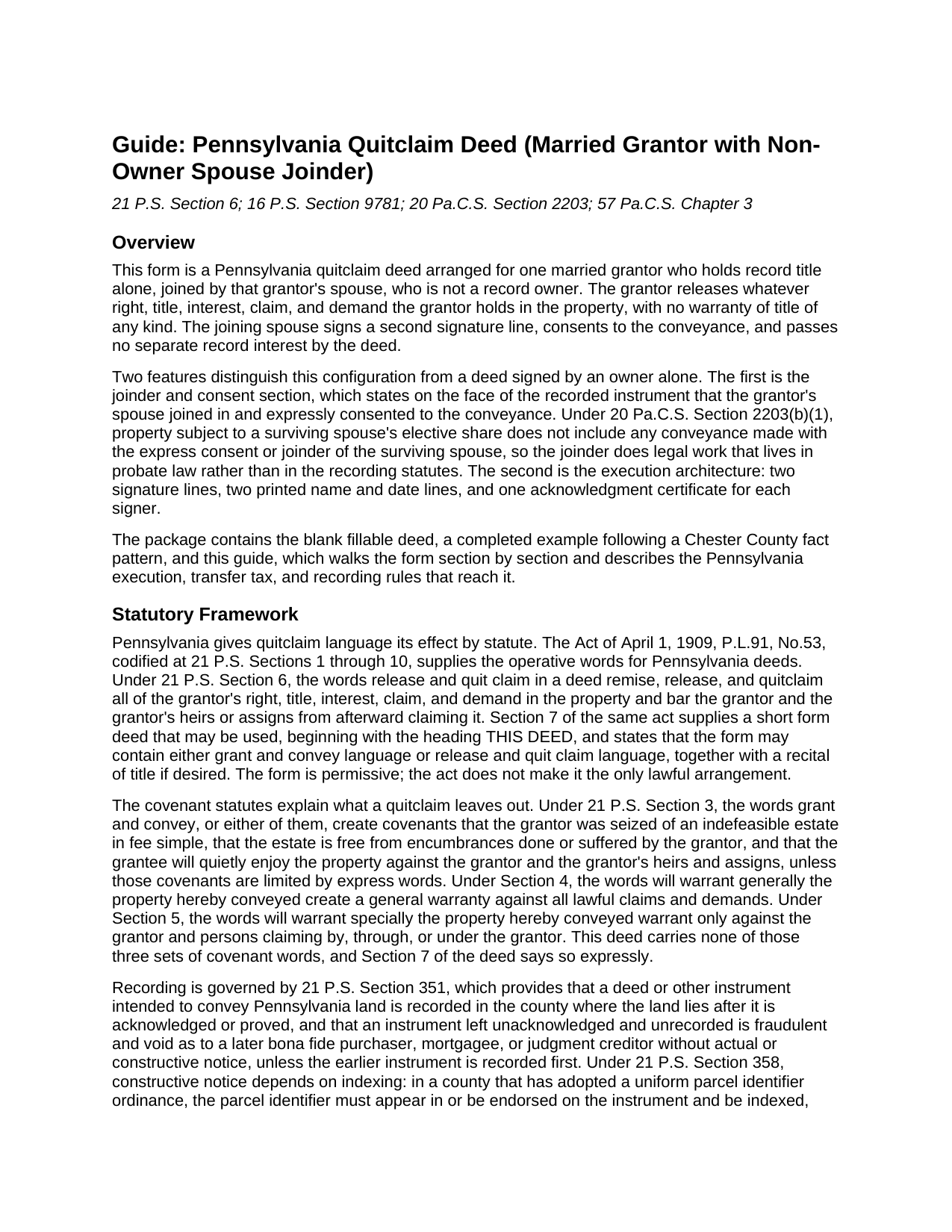Greene County Quitclaim Deed (Married Grantor with Non-Owner Spouse Joinder) Guide