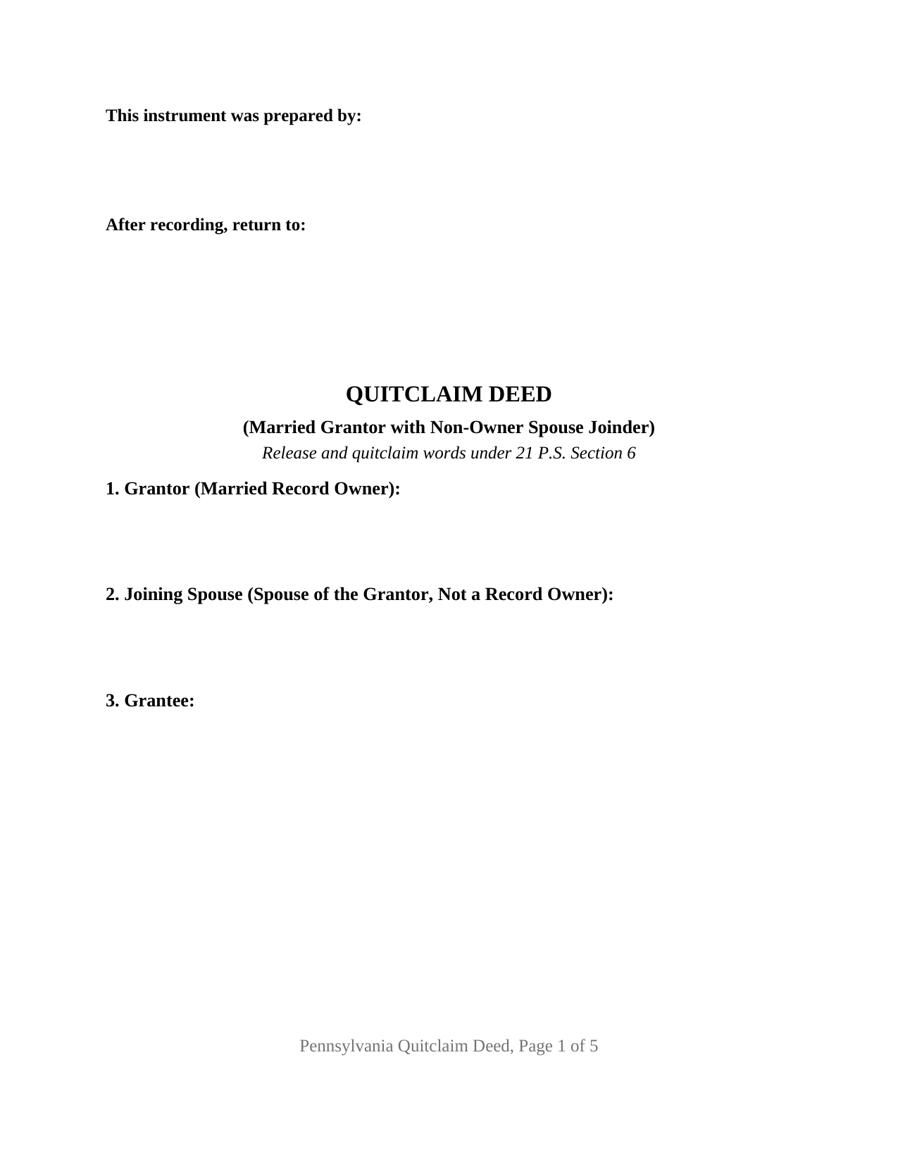 Greene County Quitclaim Deed (Married Grantor with Non-Owner Spouse Joinder) Form