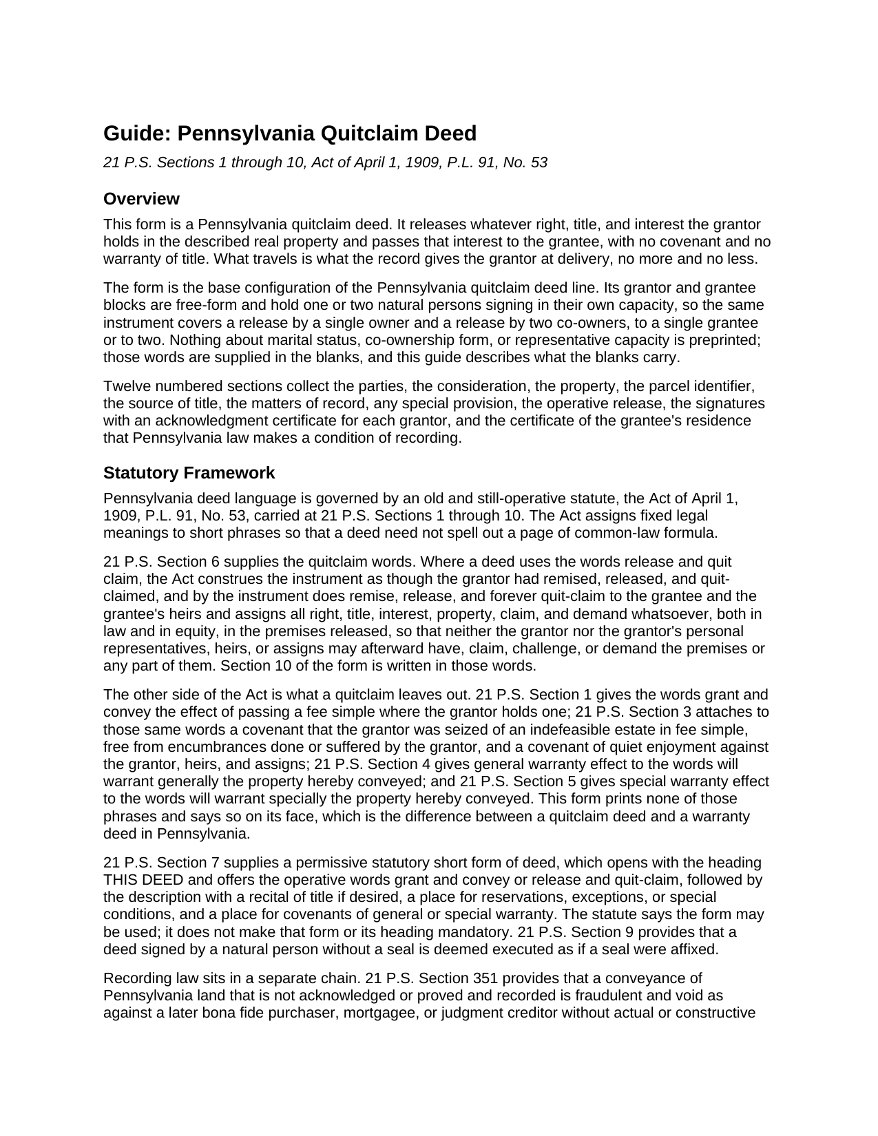 Montour County Quitclaim Deed Guide