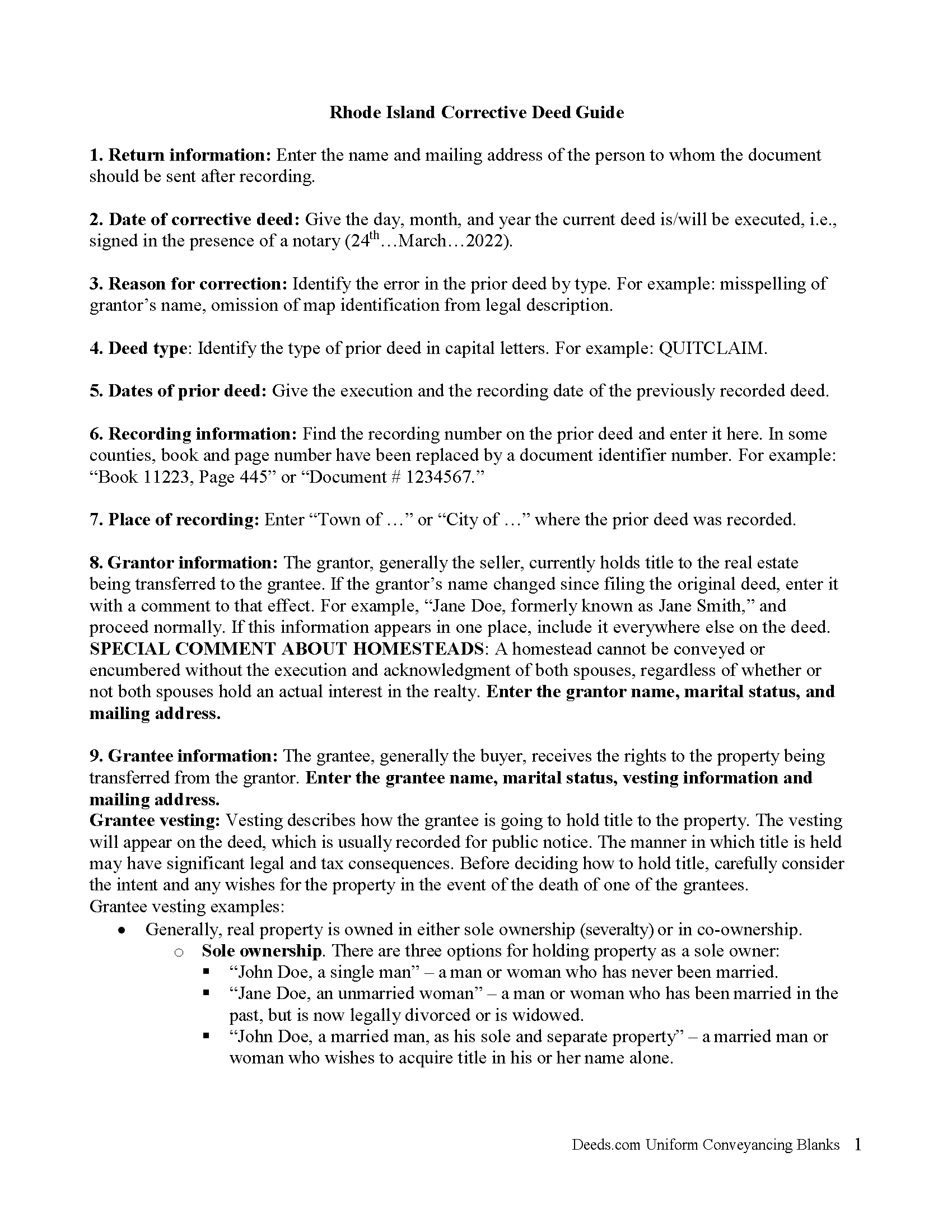 Newport County Correction Deed Guide