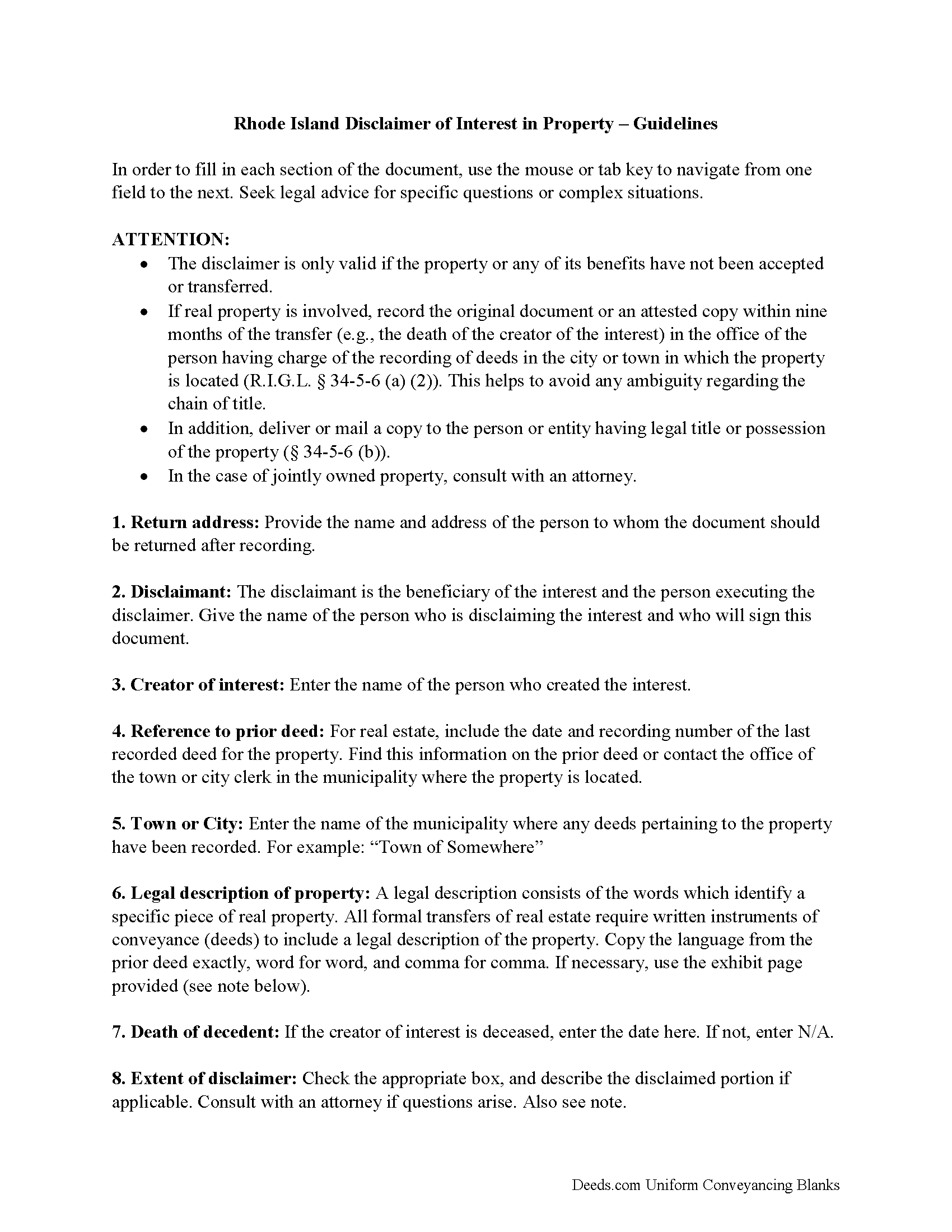 Kent County Disclaimer of Interest Guide