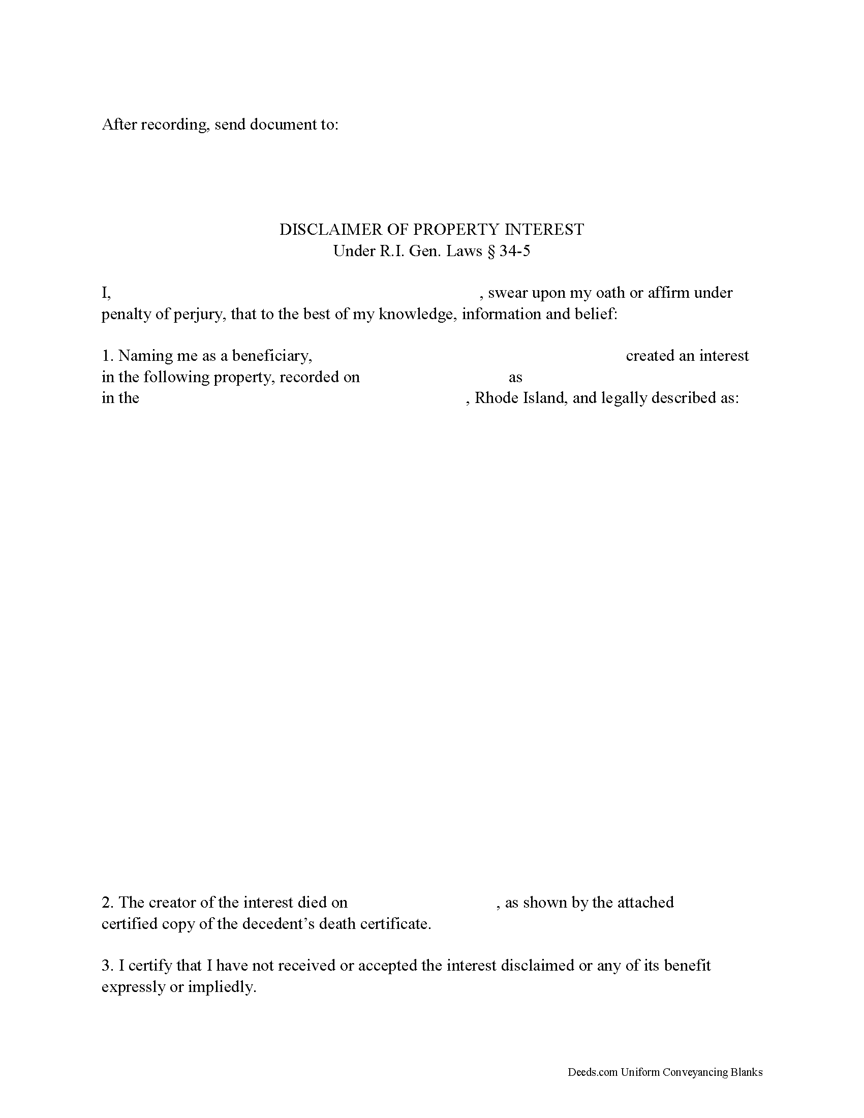 Kent County Disclaimer of Interest Form