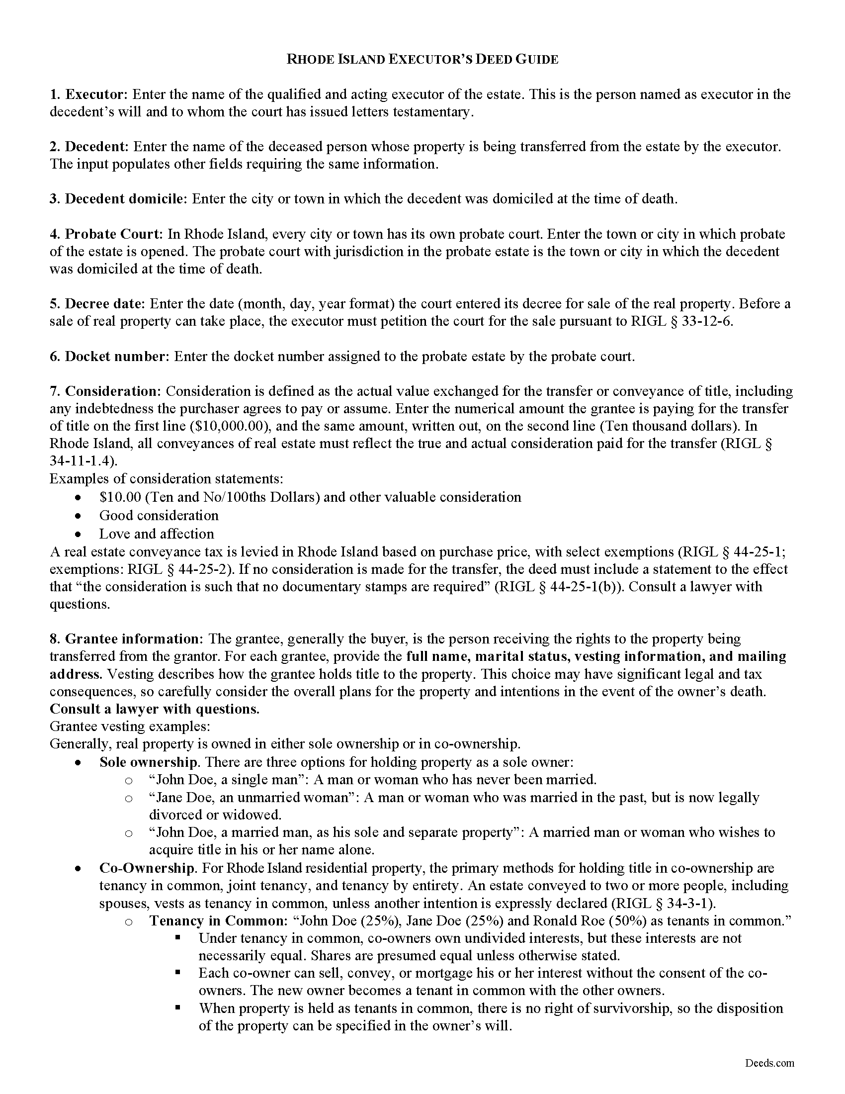 Kent County Executor Deed Guide
