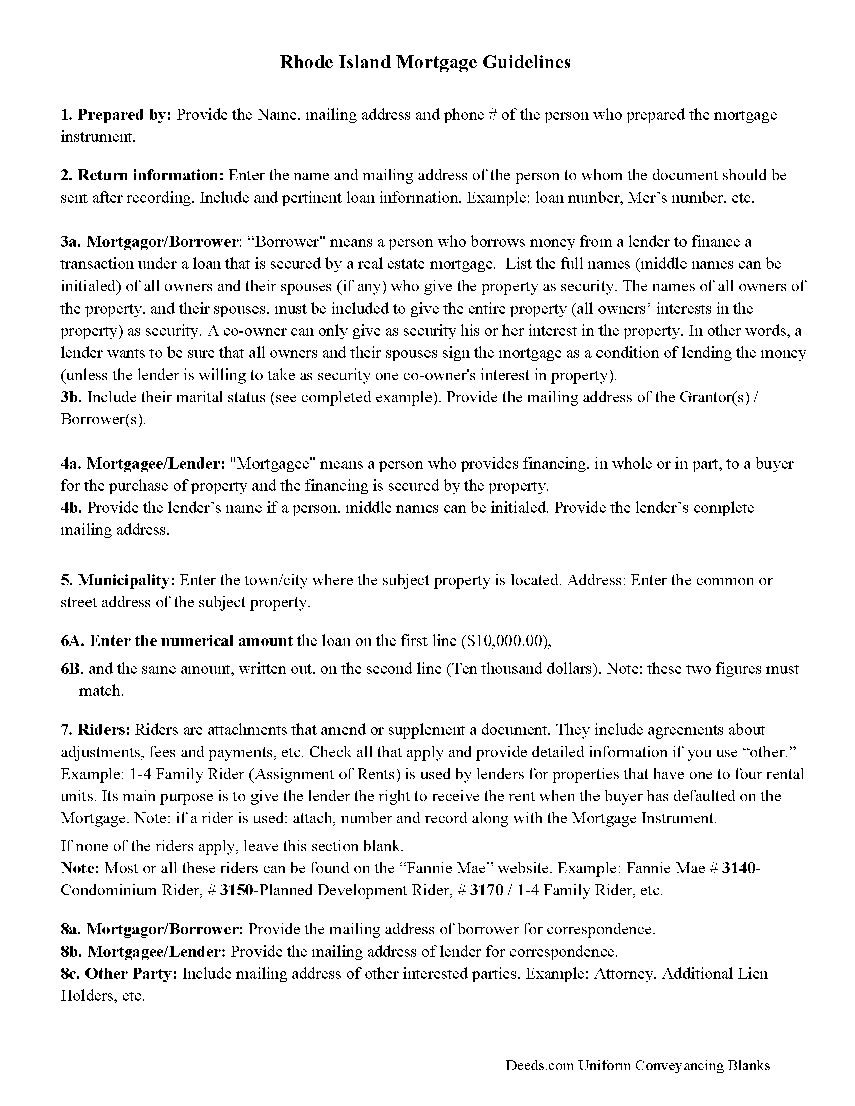 Kent County Mortgage Guidelines