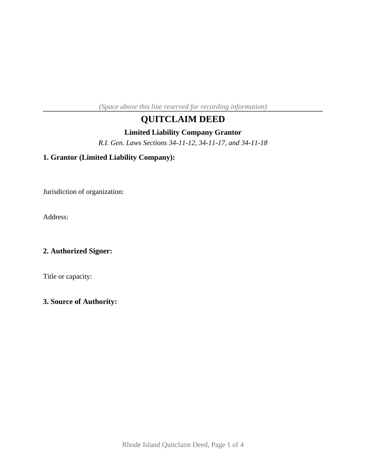 Newport County Quitclaim Deed (LLC Grantor) Form