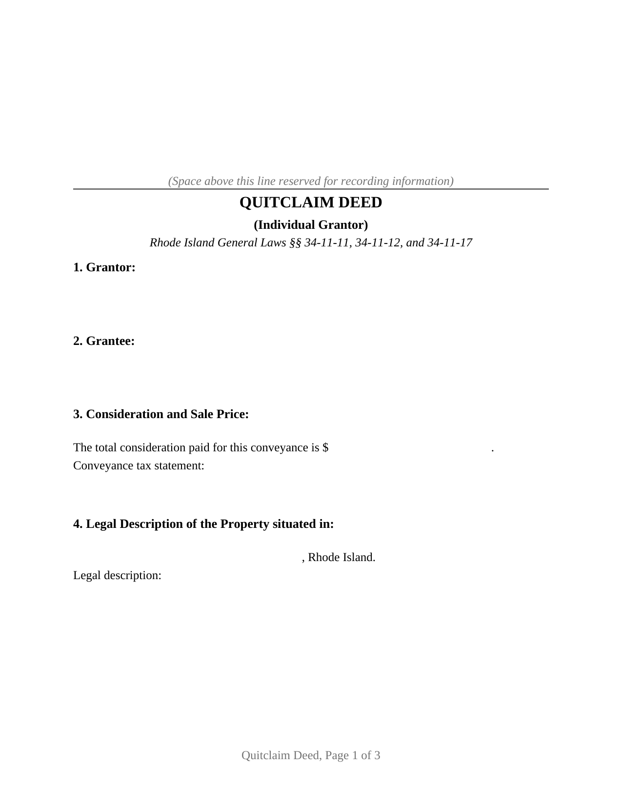 Newport County Quitclaim Deed Form