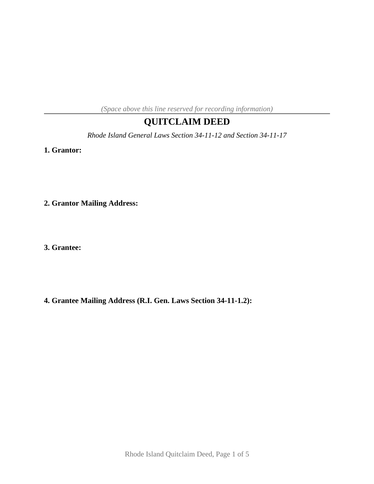 Bristol County Quitclaim Deed Form