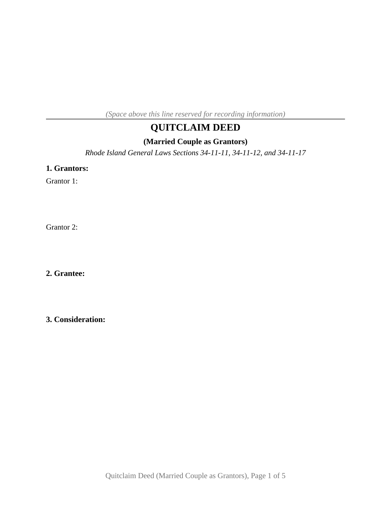 Rhode Island Quitclaim Deed (Married Couple as Grantors)