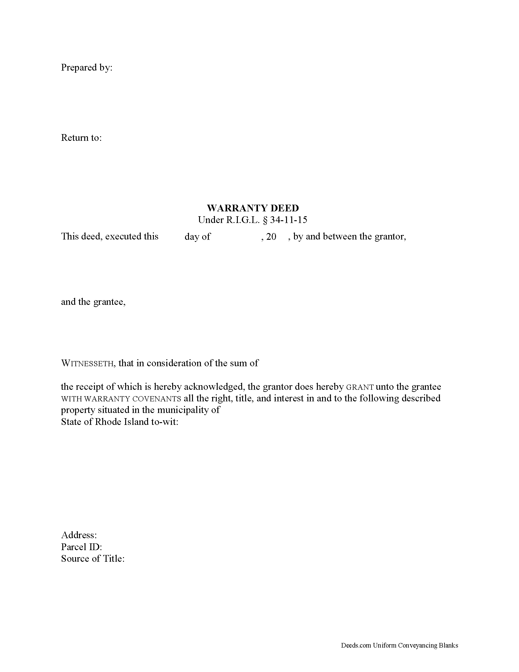 Washington County Warranty Deed Form