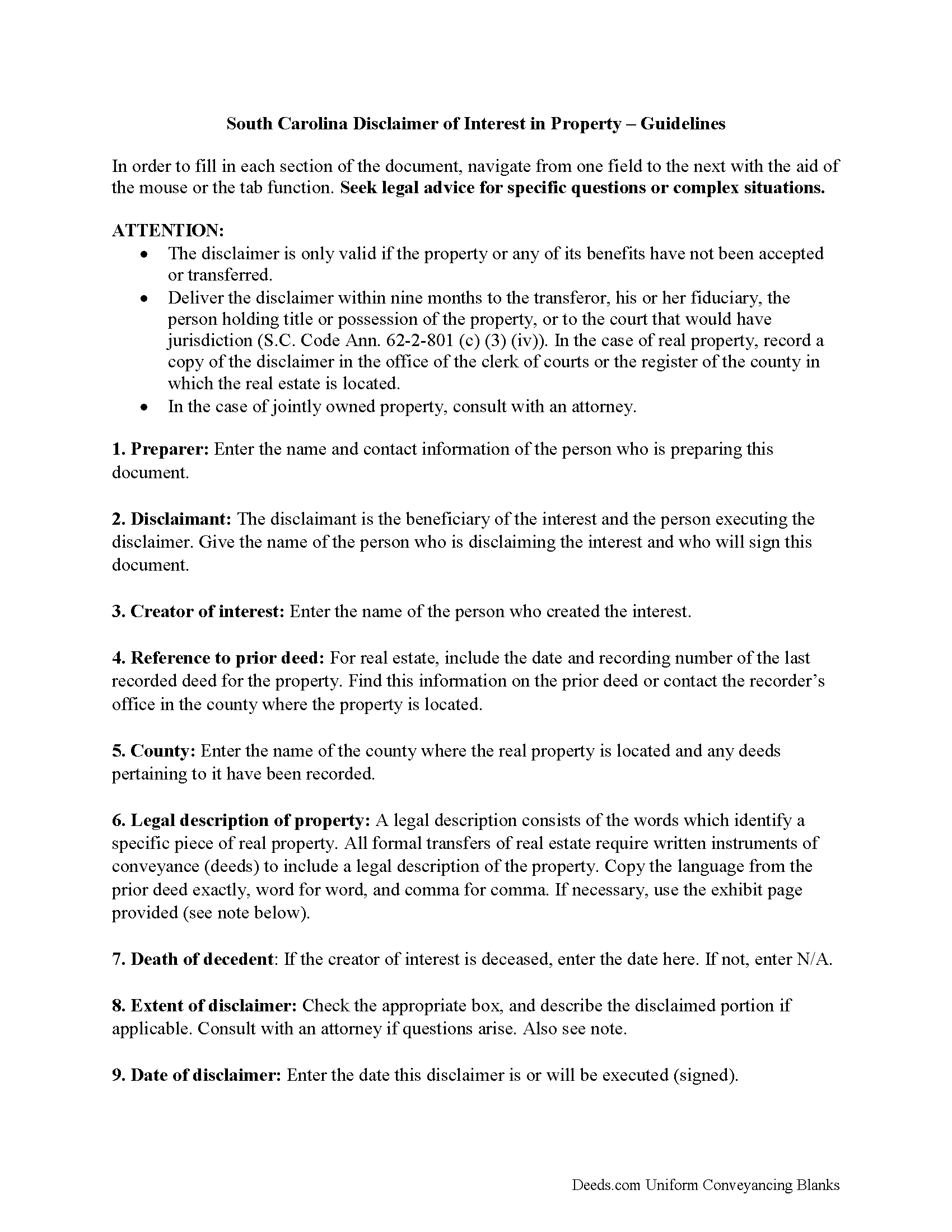 Cherokee County Disclaimer of Interest Guide