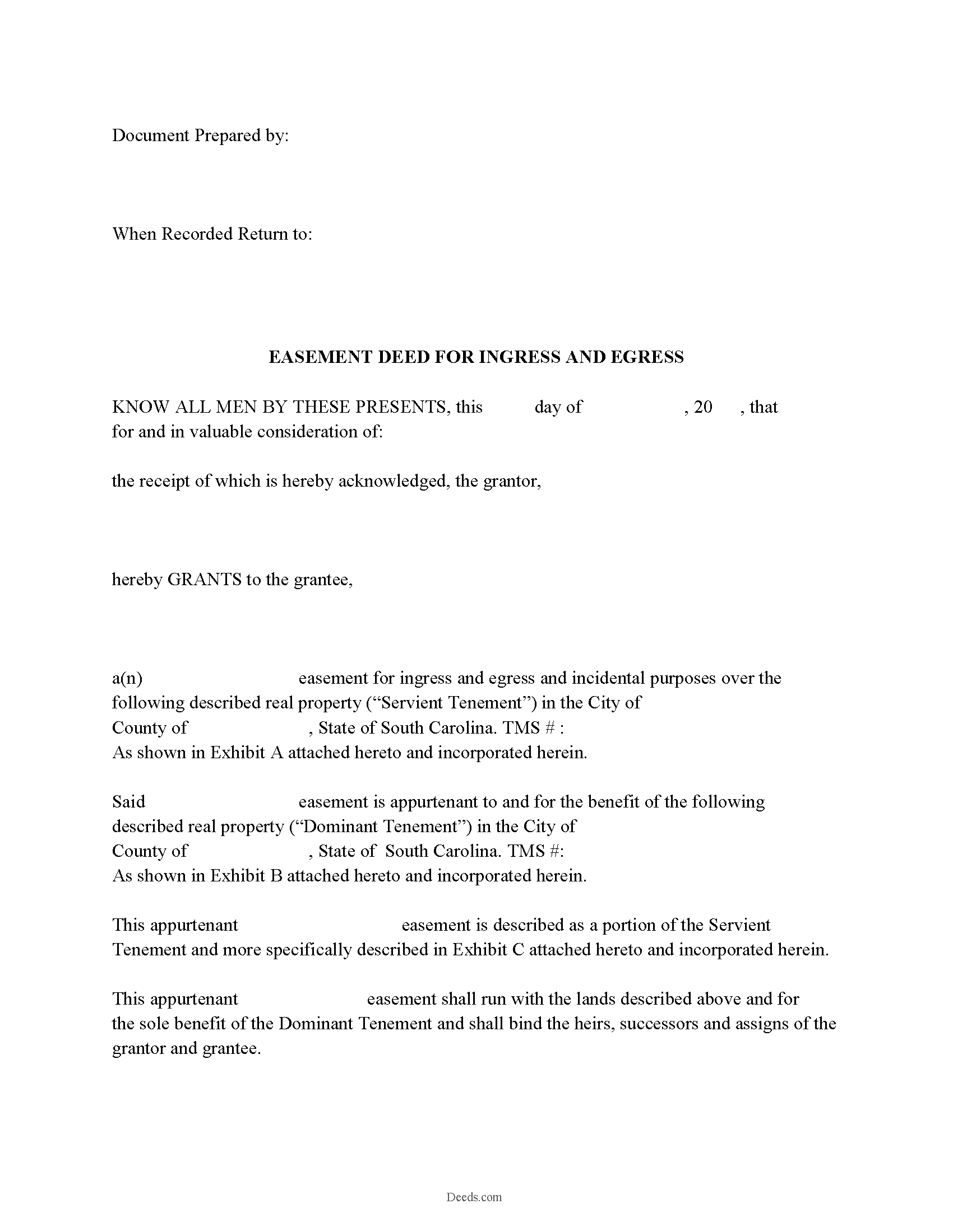 Sumter County Easement Deed Form