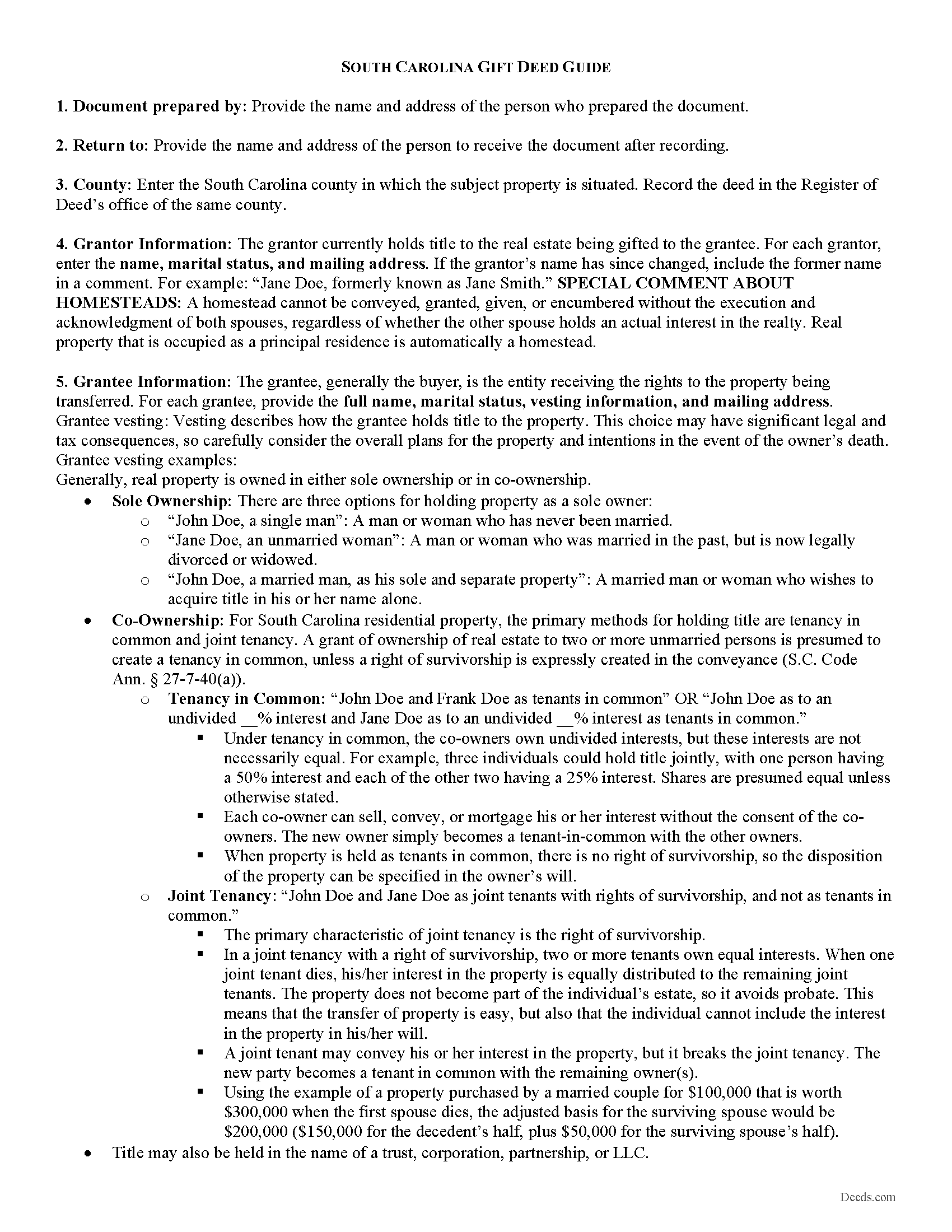 Aiken County Gift Deed Guide