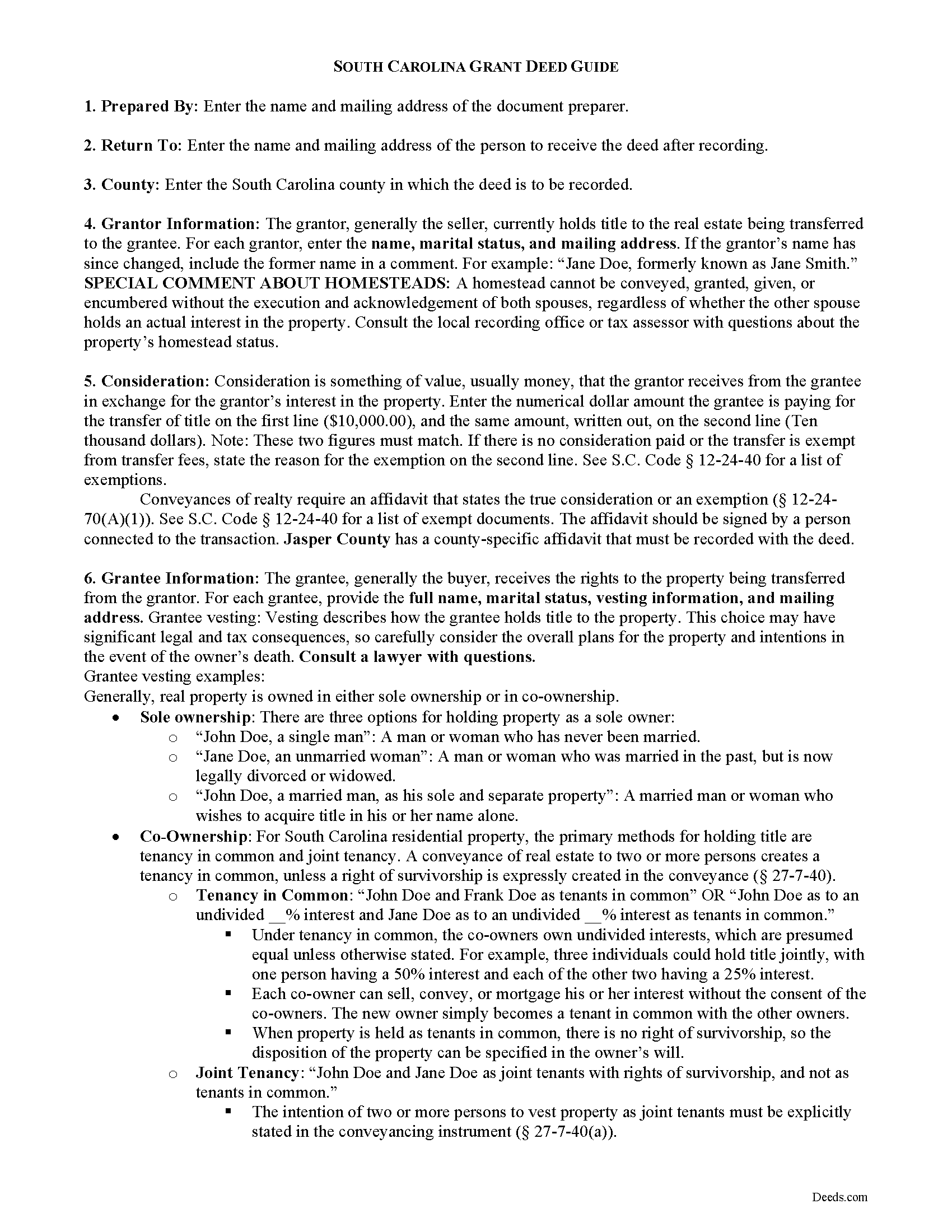Mccormick County Grant Deed Guide