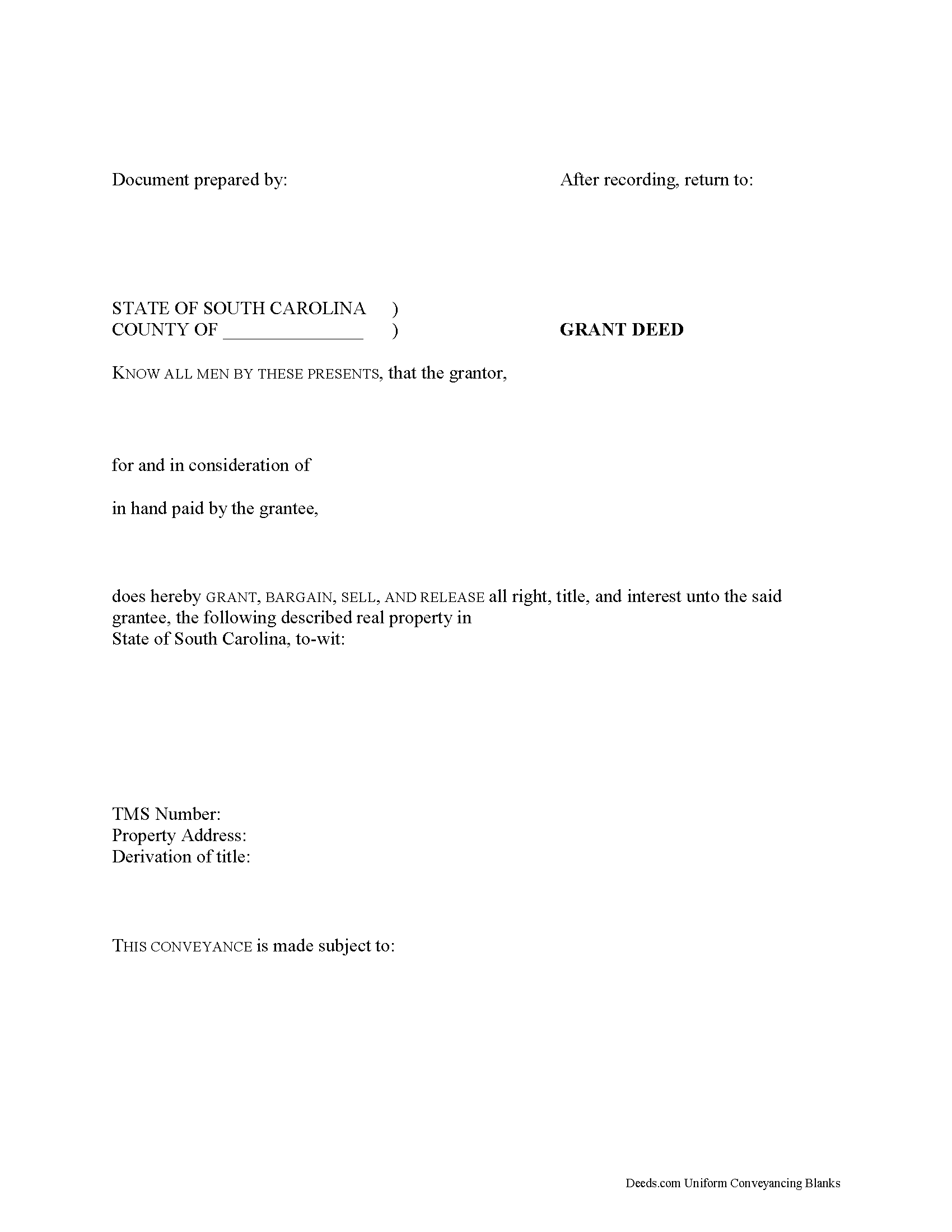 Mccormick County Grant Deed Form