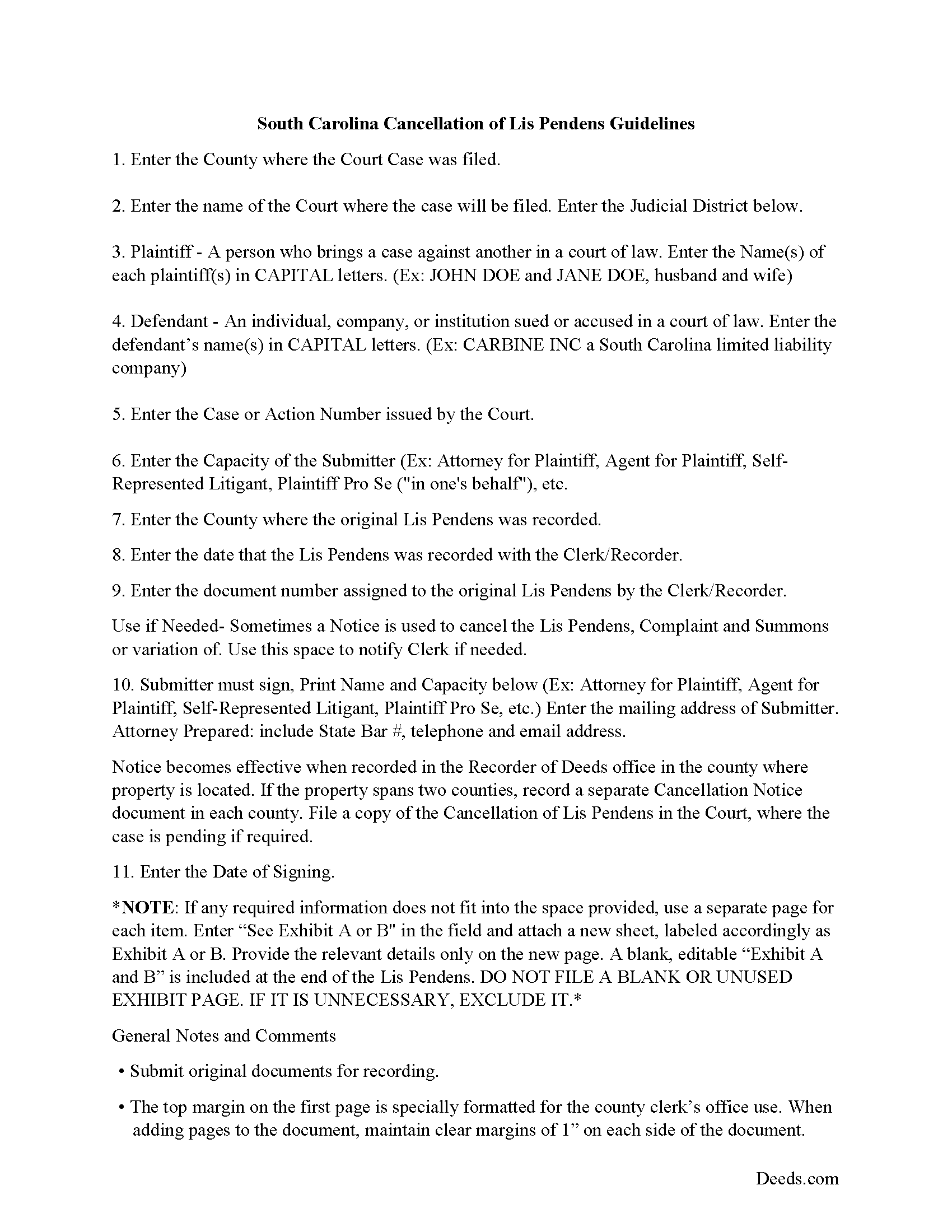 Orangeburg County Lis Pendens Release Guide